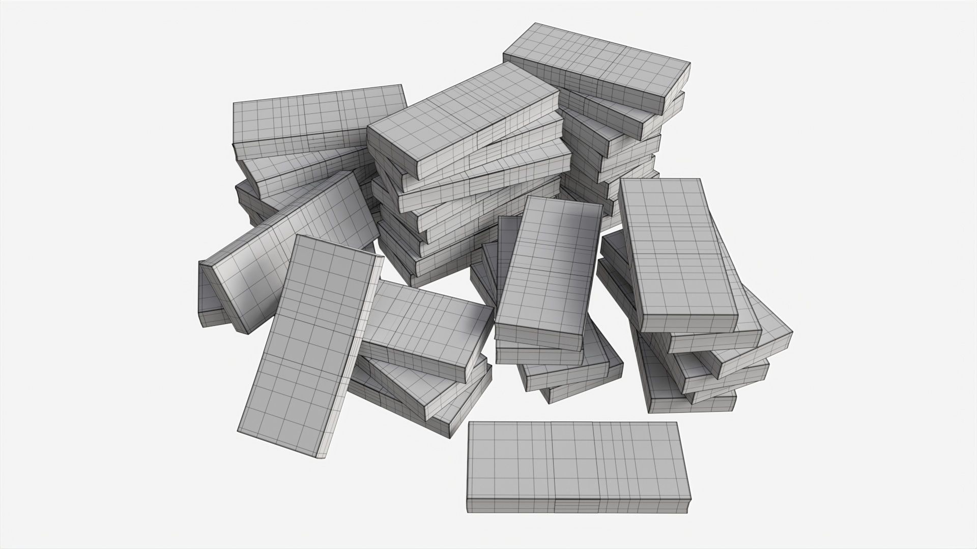 American dollar bundles large set 3D model_5