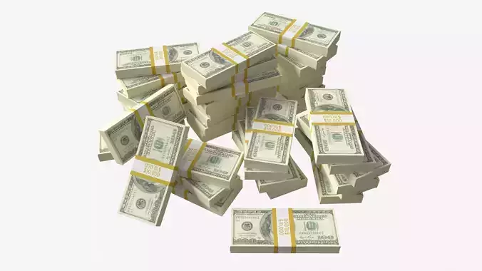 American dollar bundles large set 3D model