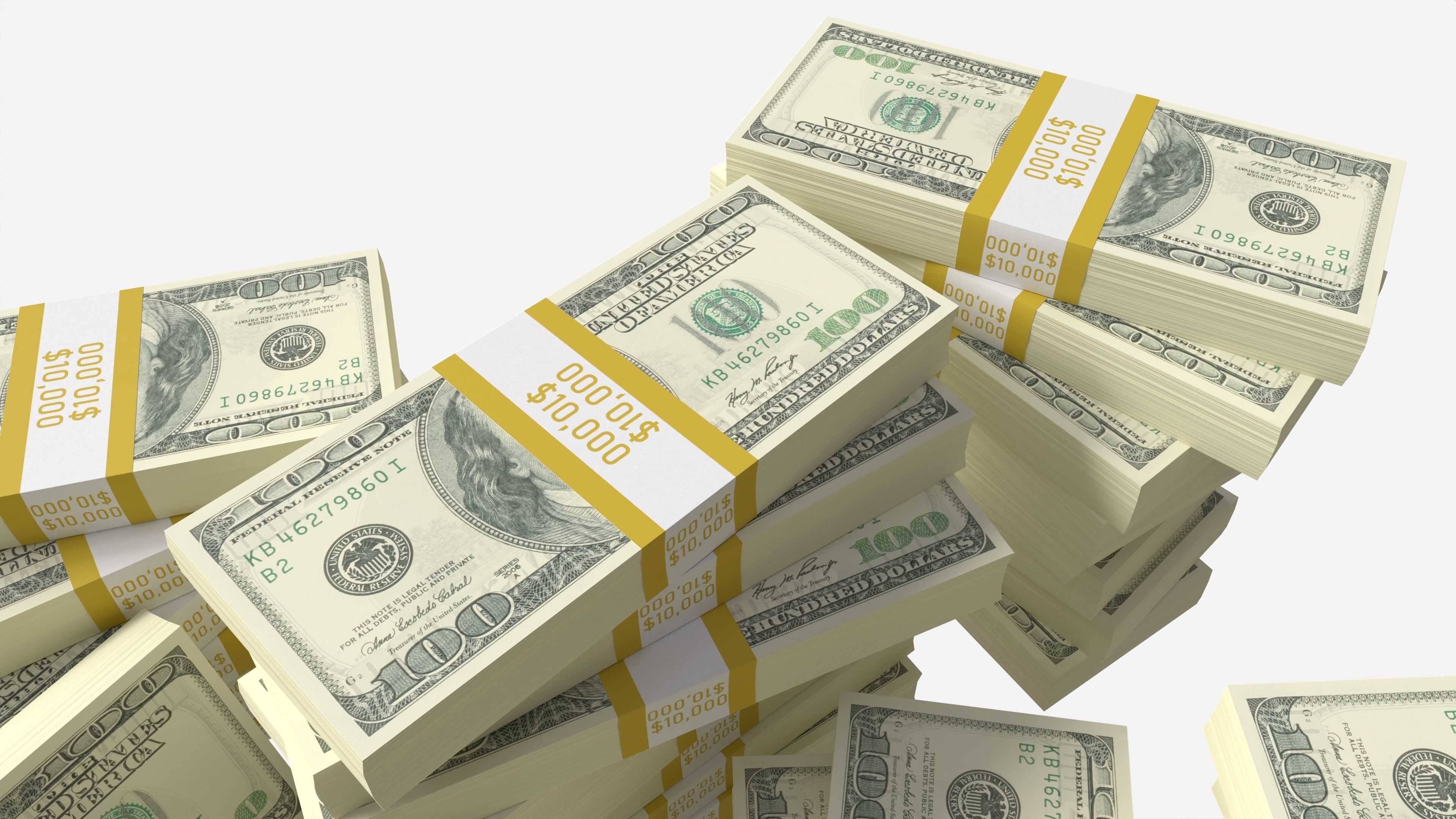 American dollar bundles large set 3D model_1