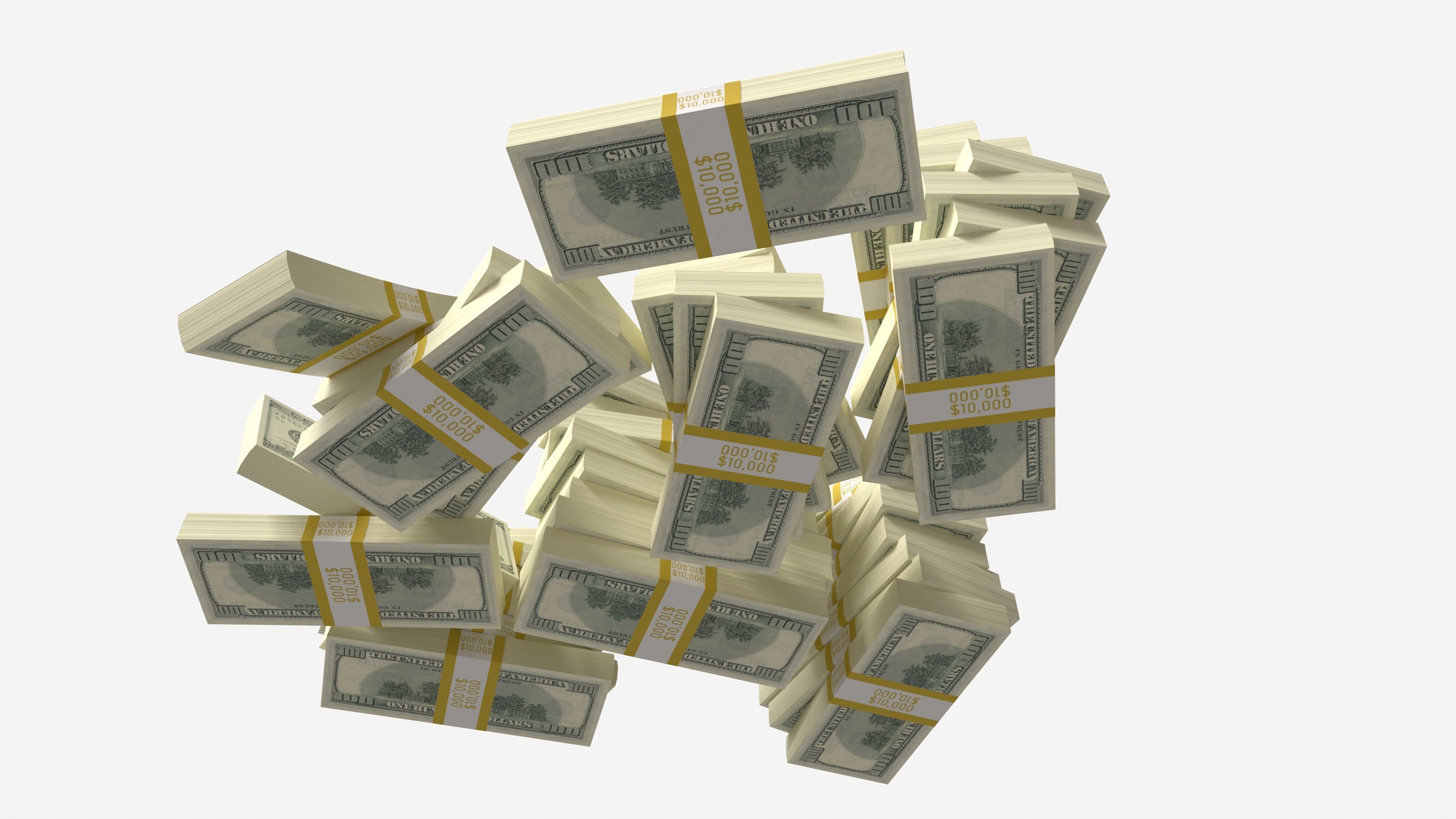 American dollar bundles large set 3D model_3
