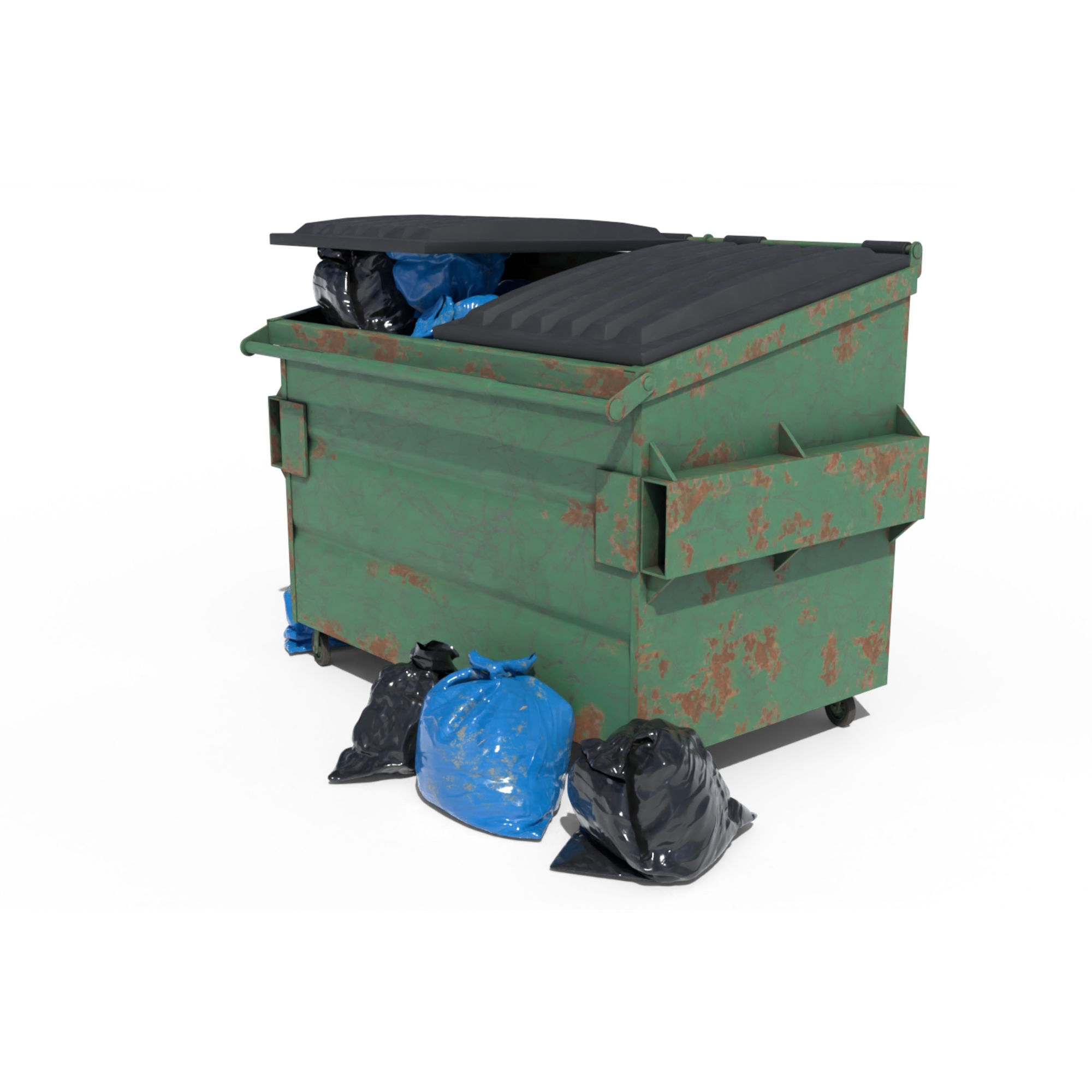 Garbage Dumpster with Bags 3D model_2