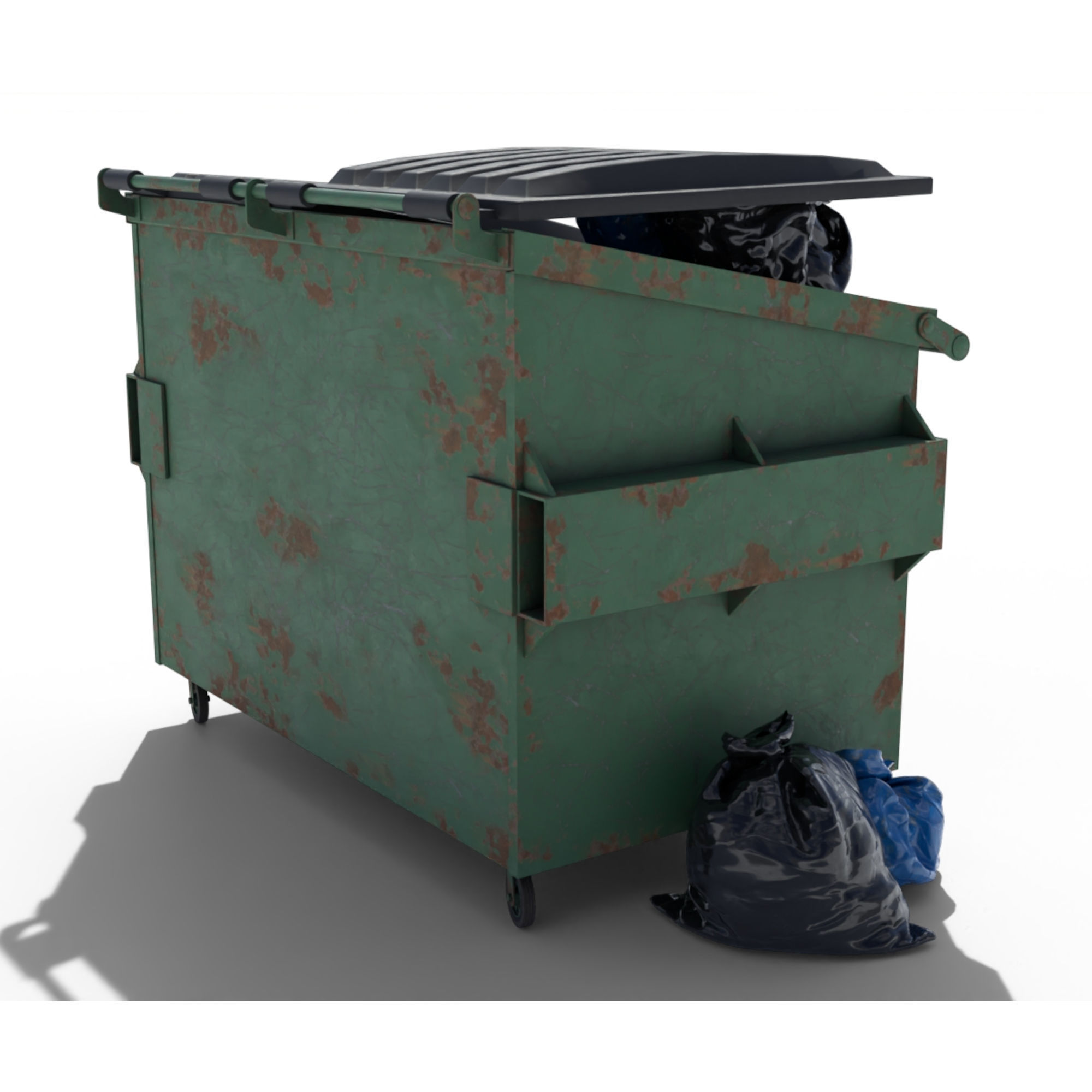 Garbage Dumpster with Bags 3D model_6