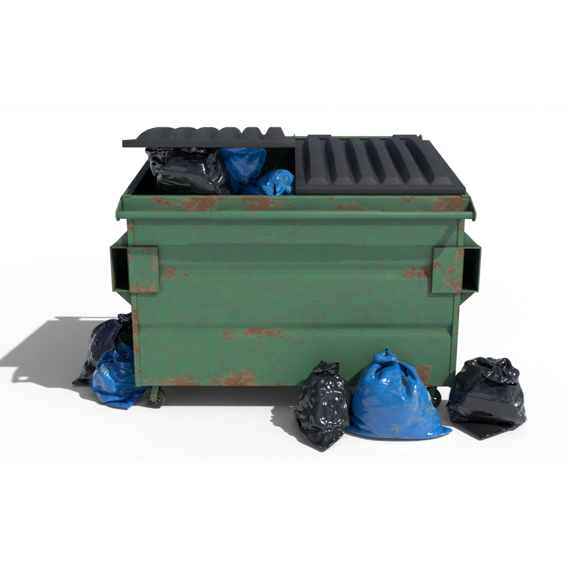 Garbage Dumpster with Bags 3D model_1