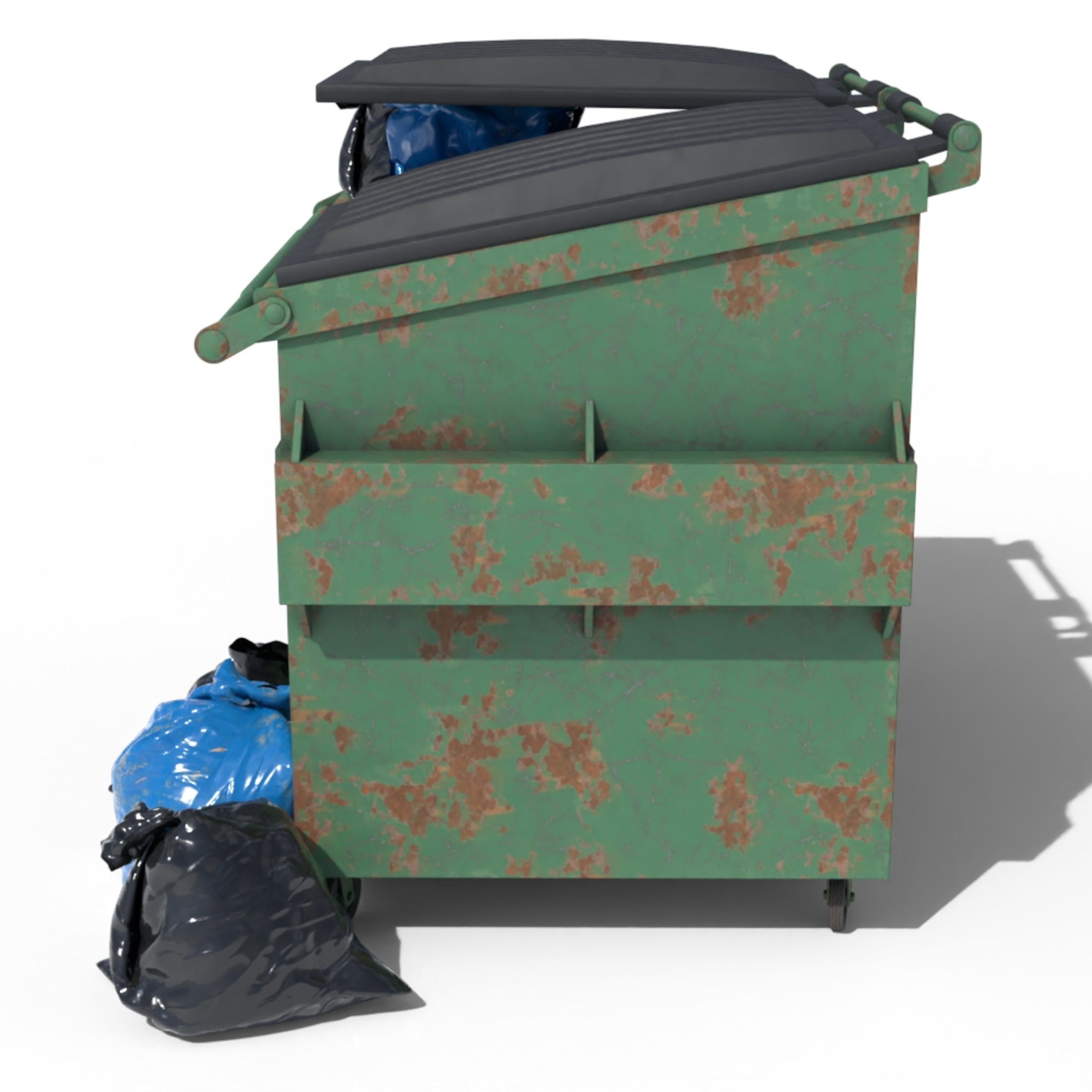 Garbage Dumpster with Bags 3D model_3