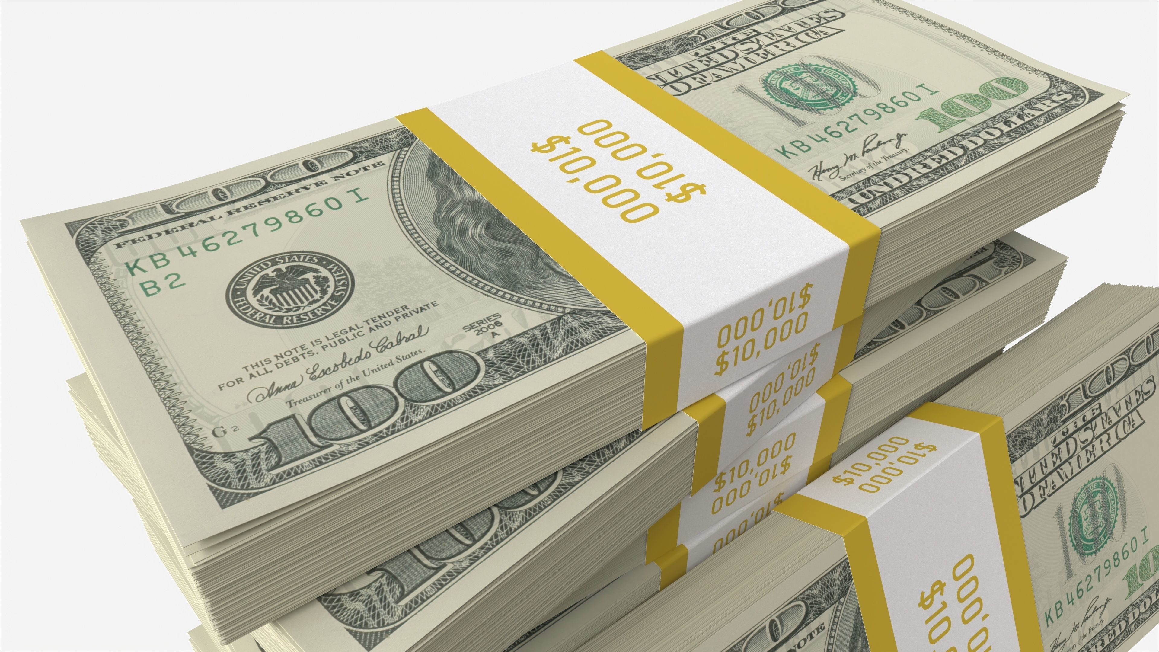 American dollar bundles medium set 3D model_2