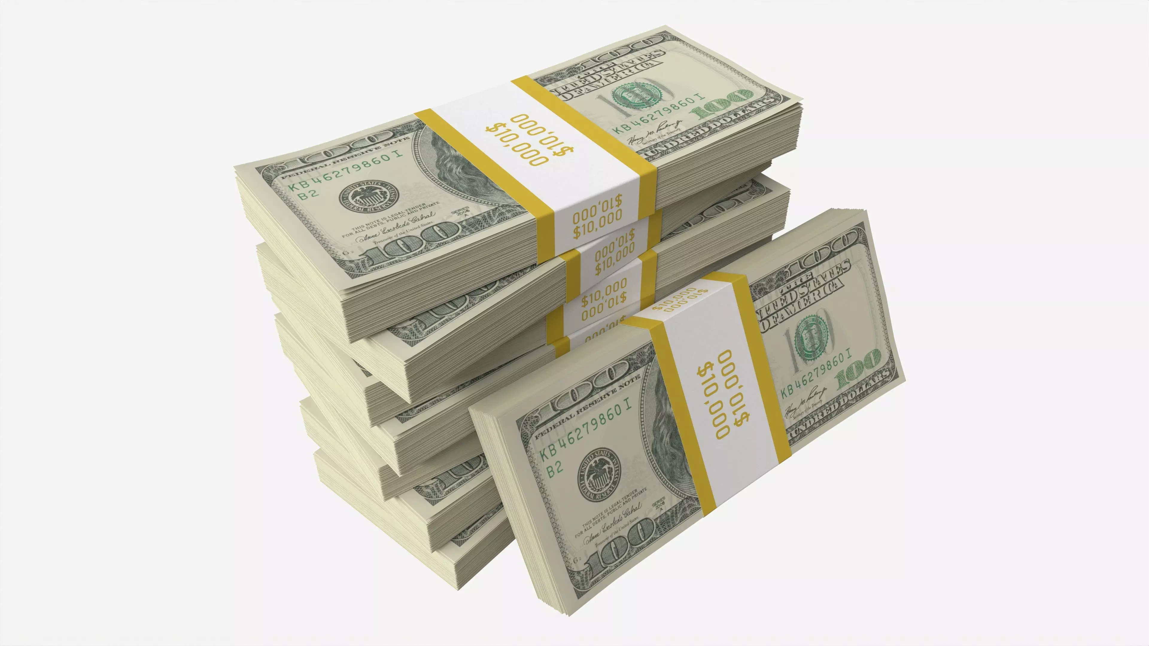 American dollar bundles medium set 3D model_0