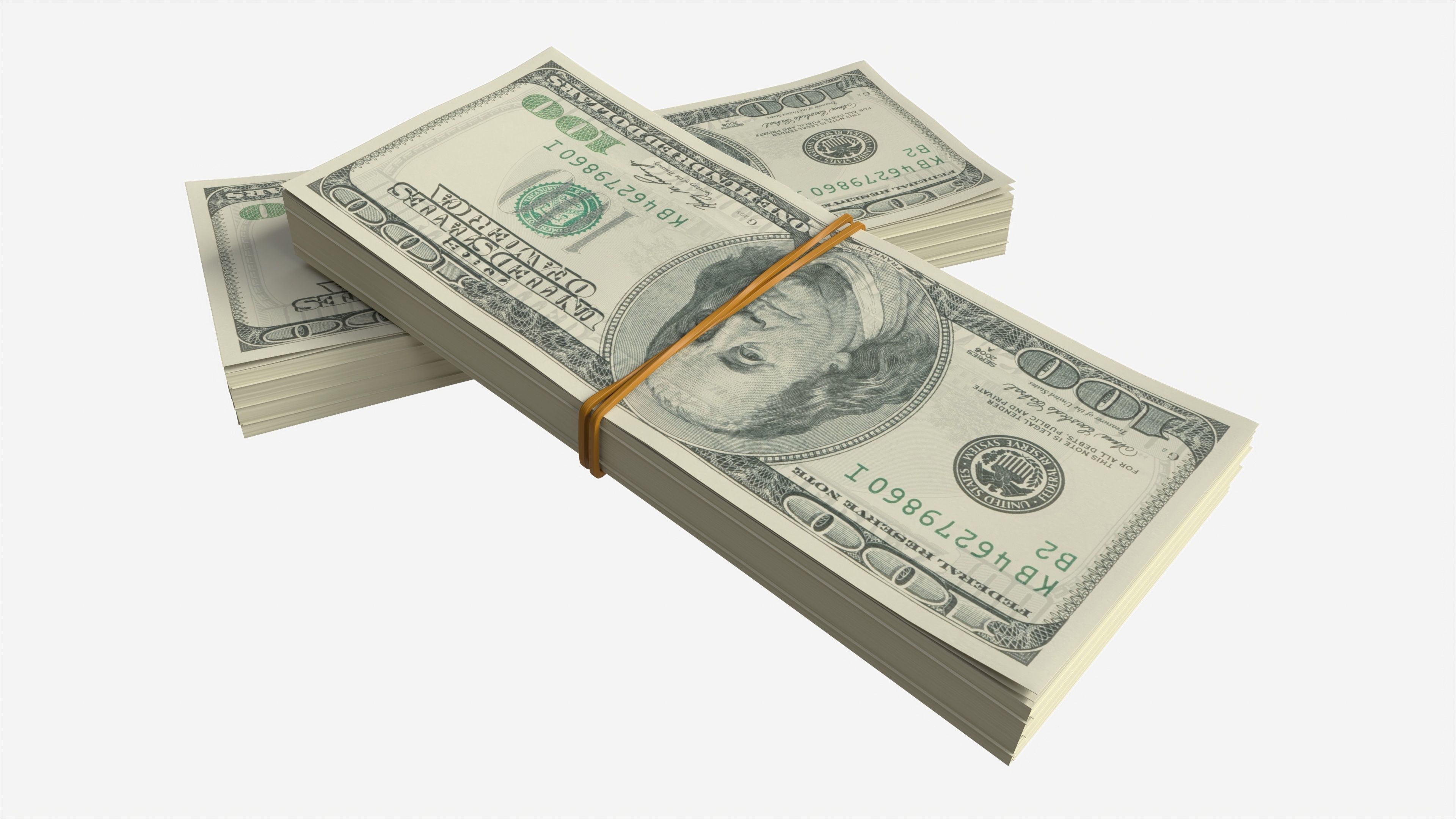 American dollar bundles tied with rubbers 3D model_1