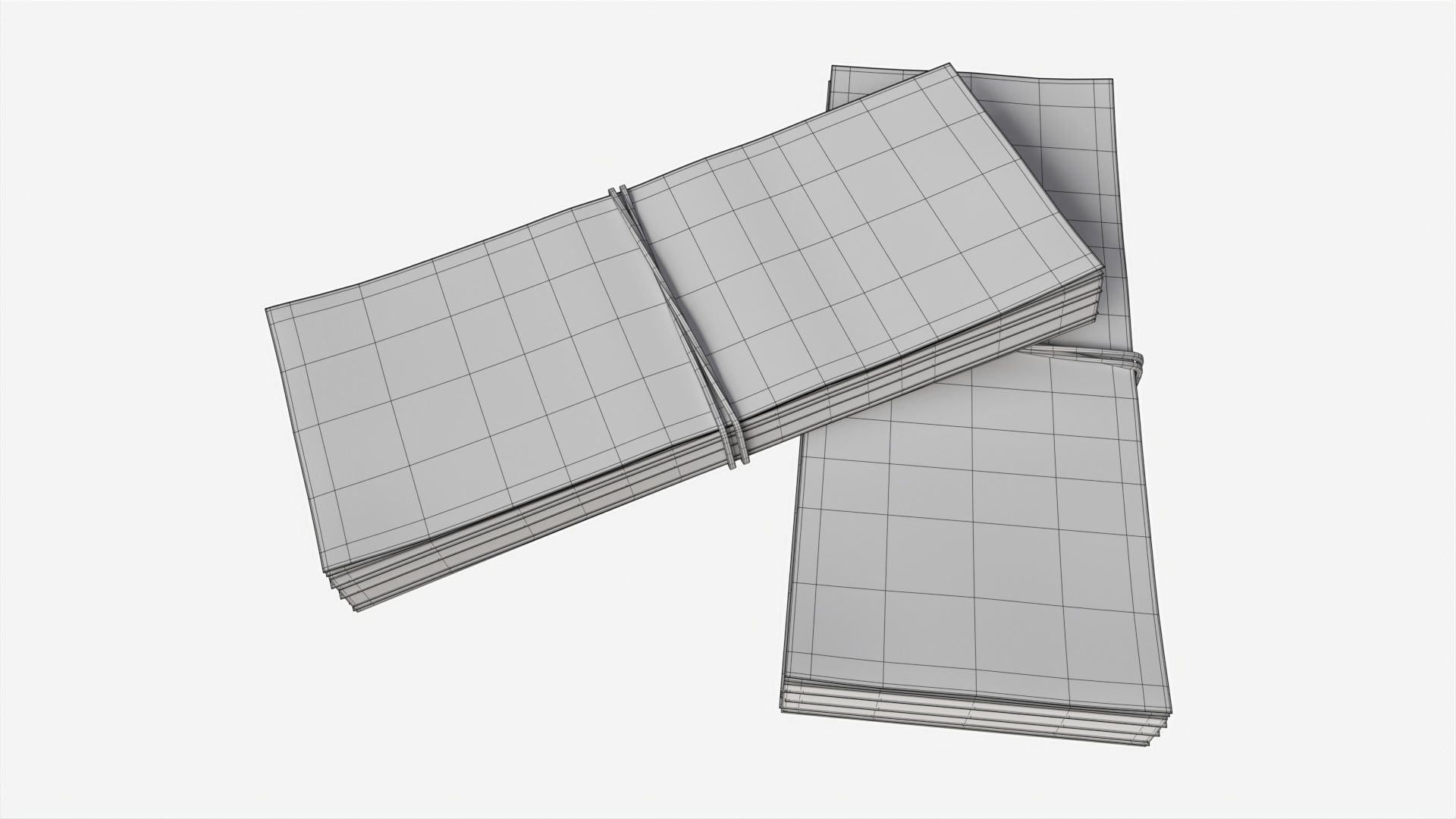 American dollar bundles tied with rubbers 3D model_5