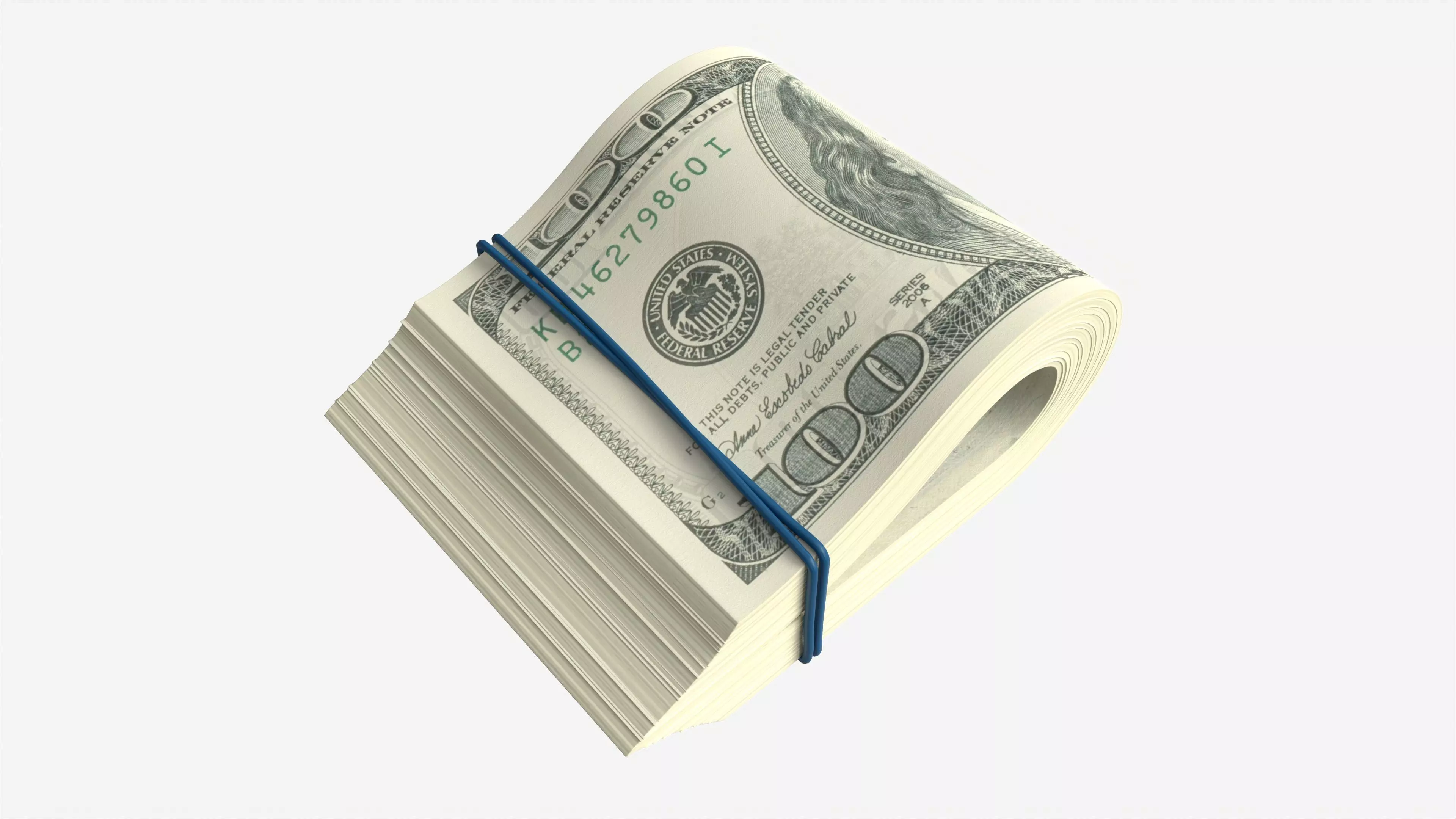 American dollars folded and tied 01 3D model_0