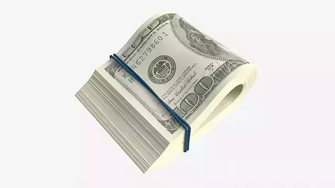 American dollars folded and tied 01 3D model