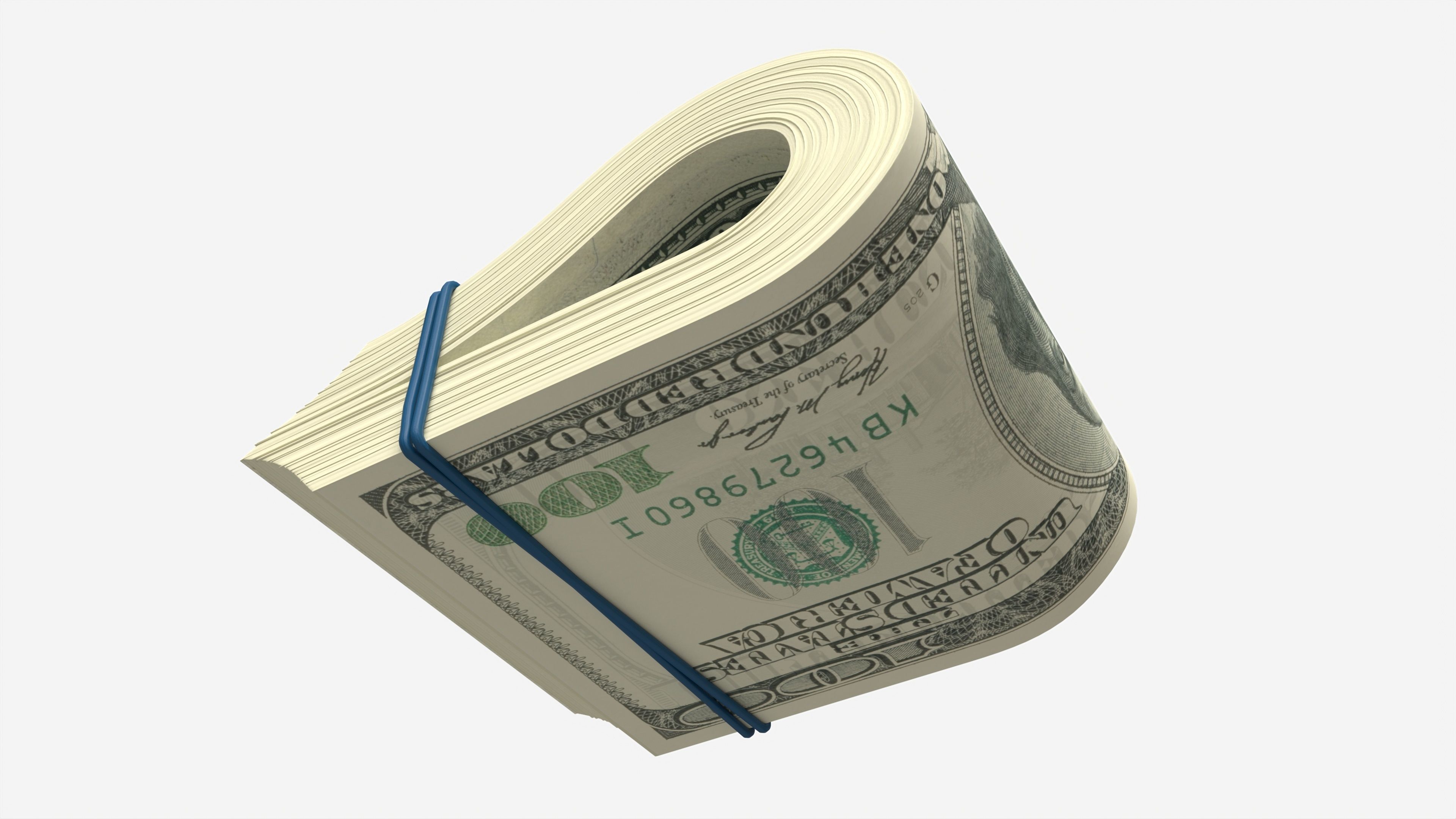 American dollars folded and tied 01 3D model_3