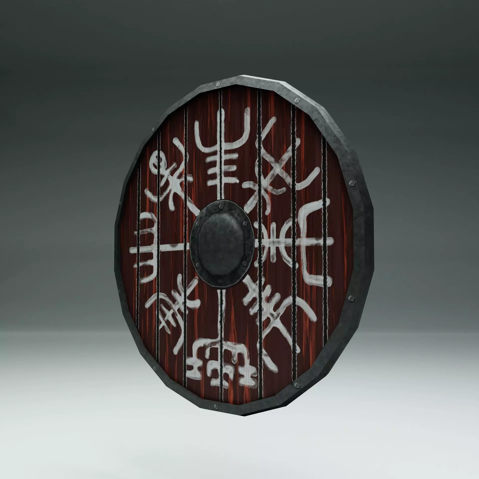 Viking Shield with Runes Print Free low-poly 3D model_0