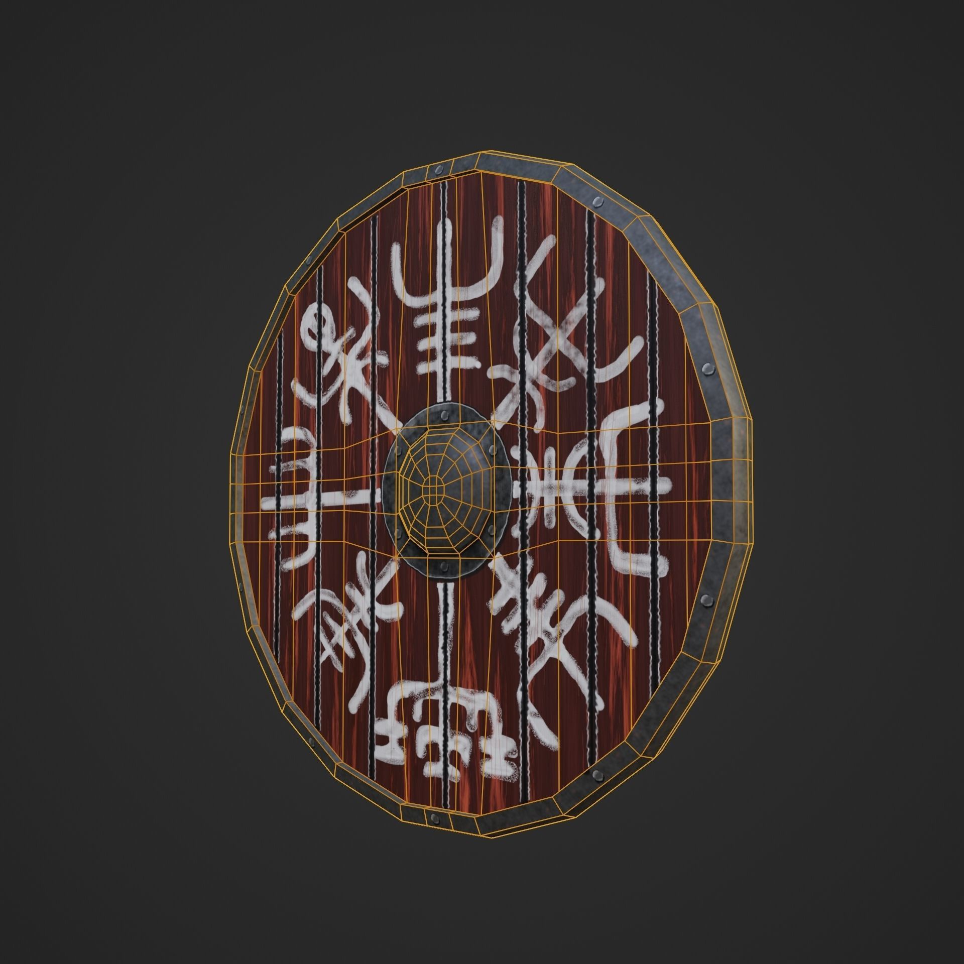 Viking Shield with Runes Print Free low-poly 3D model_2