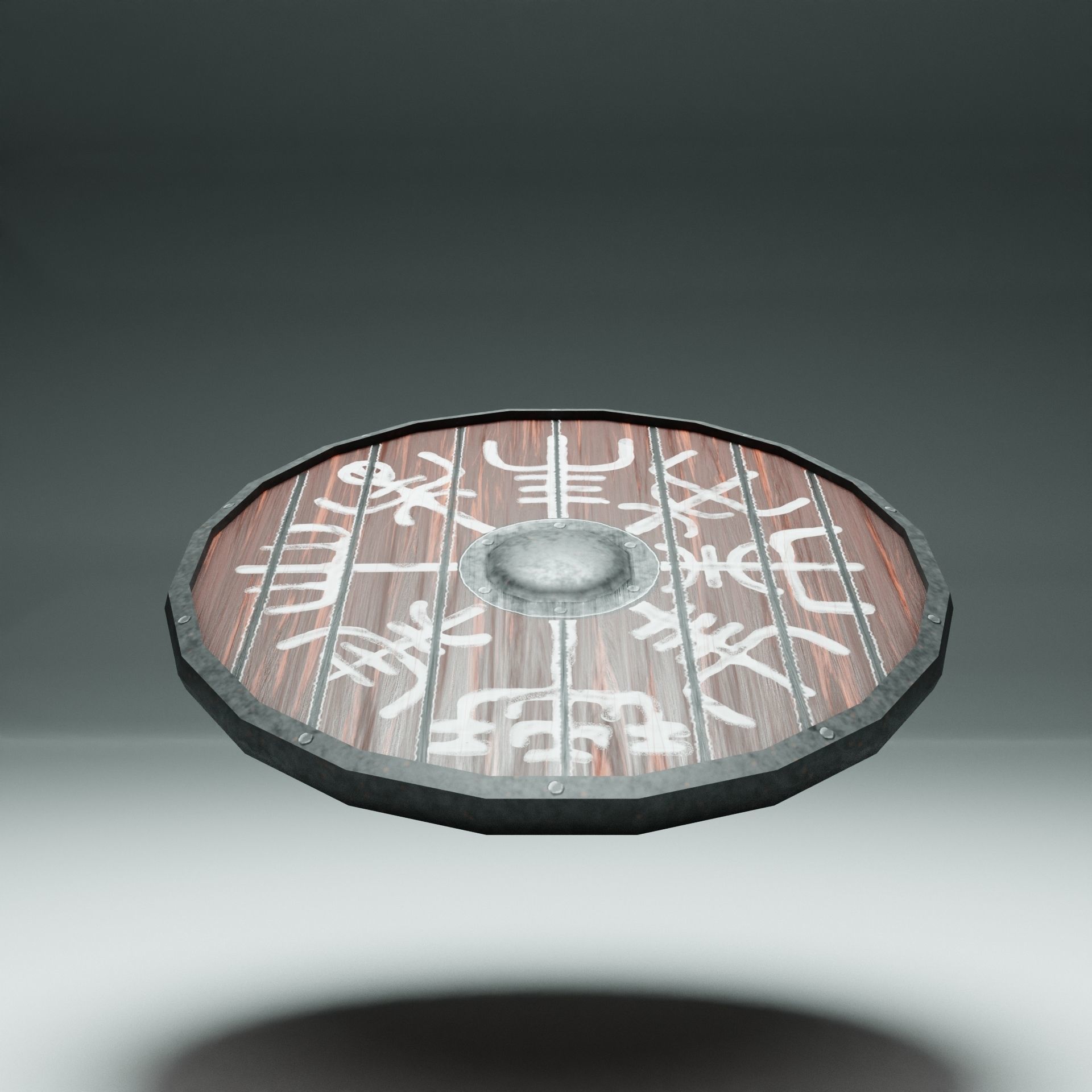 Viking Shield with Runes Print Free low-poly 3D model_3