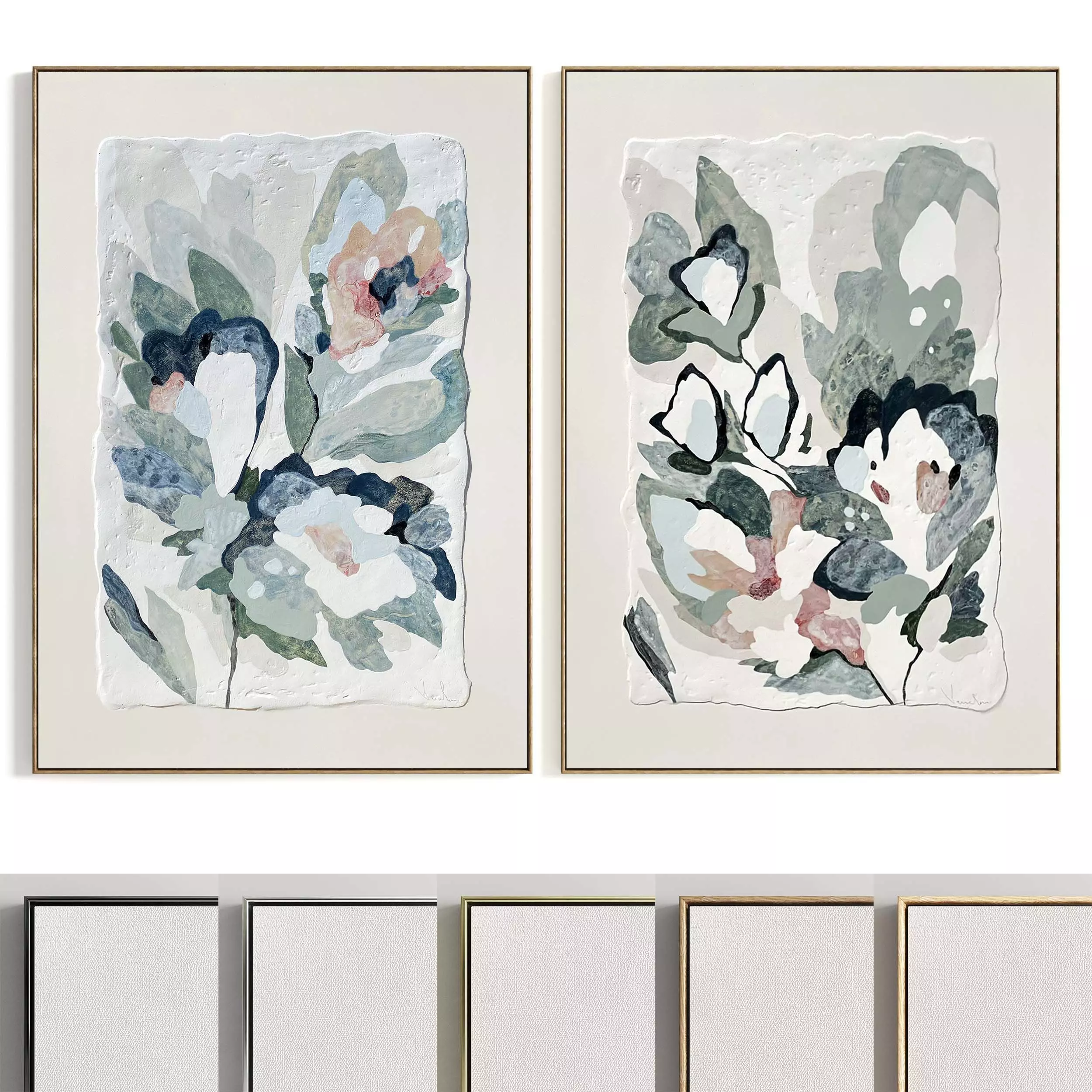 Plaster Two Photo Frame 395 Low-poly 3D model_0