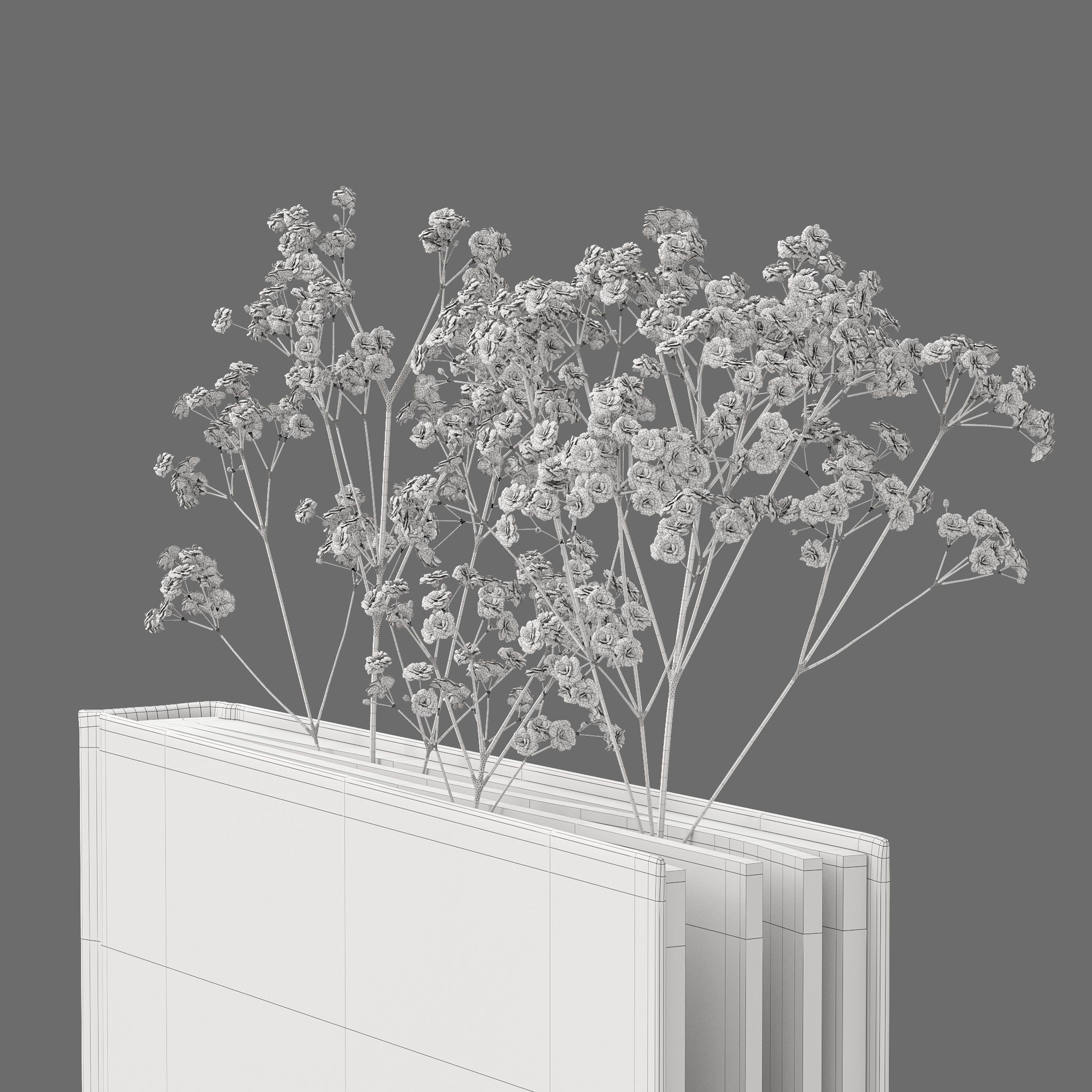 Decor flower Gypsophila books candle Set 45 3D model_9