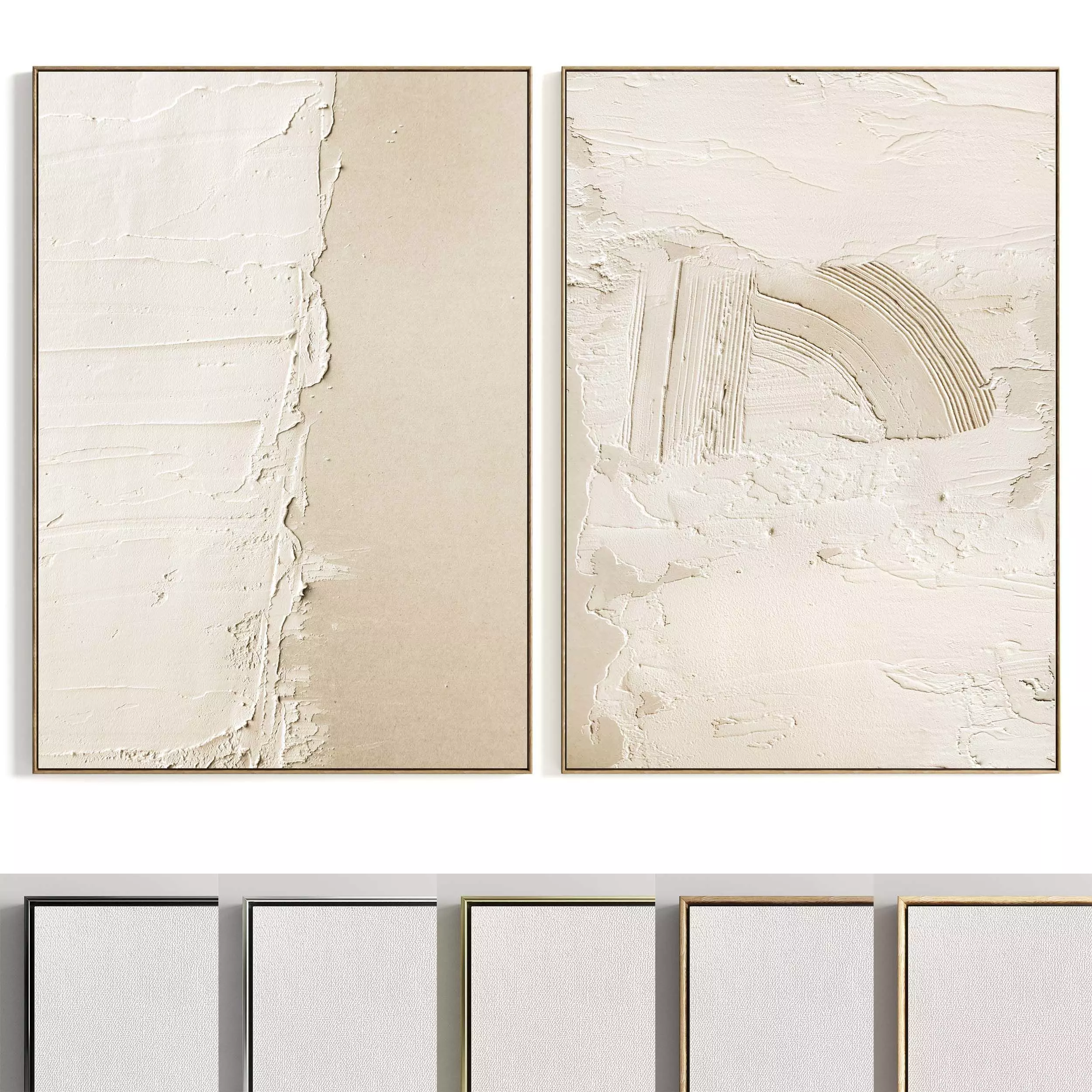 Plaster Two Photo Frame 396 Low-poly 3D model_0