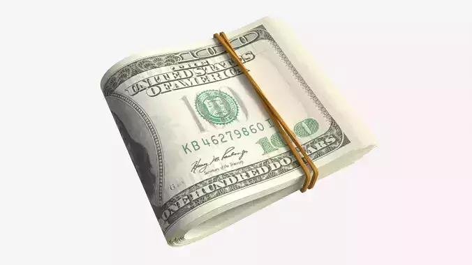 American dollars folded and tied 02 3D model