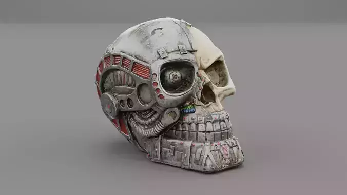 Techno skull low-poly