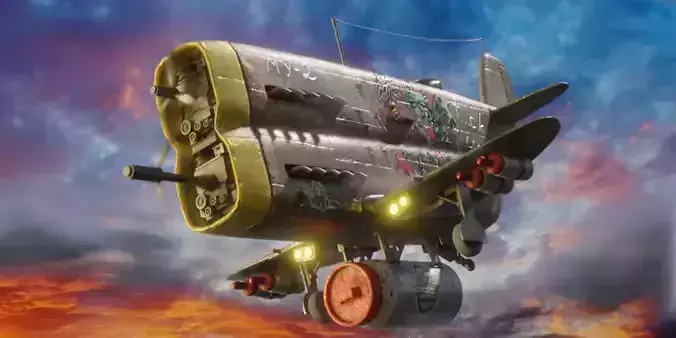 Stylized realistic metal airplane