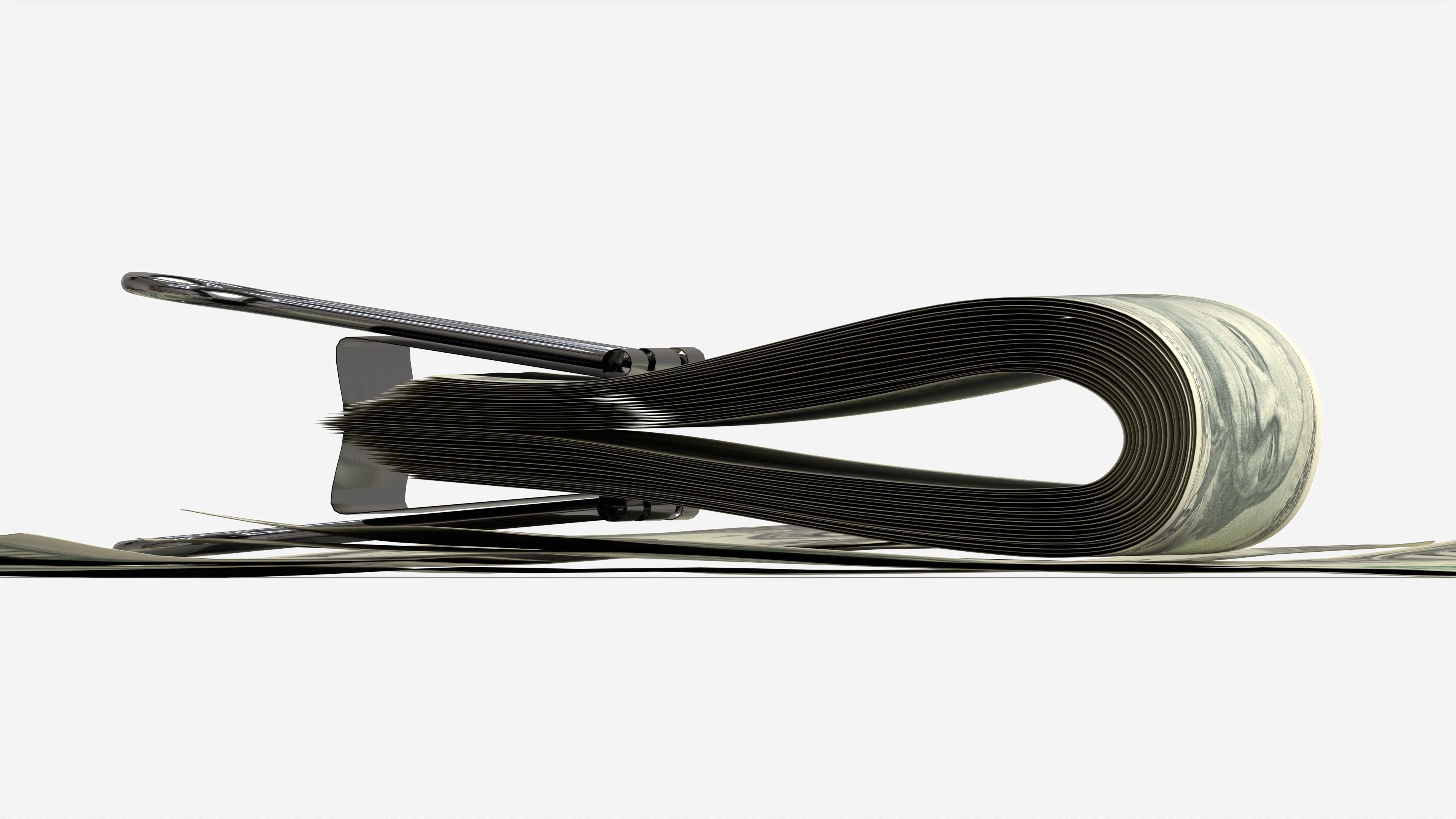 American dollars folded with clip 02 3D model_4