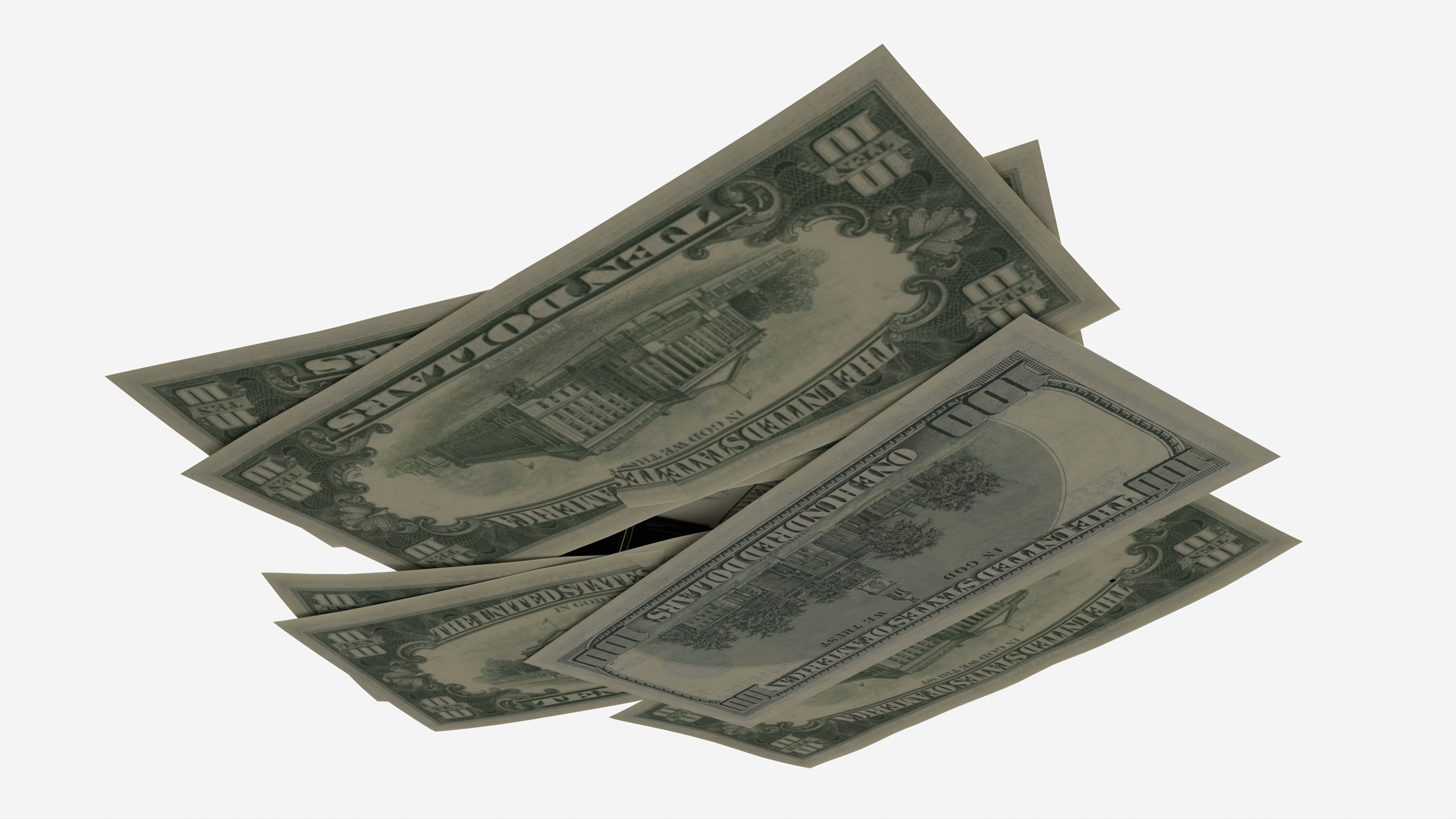 American dollars folded with clip 02 3D model_3