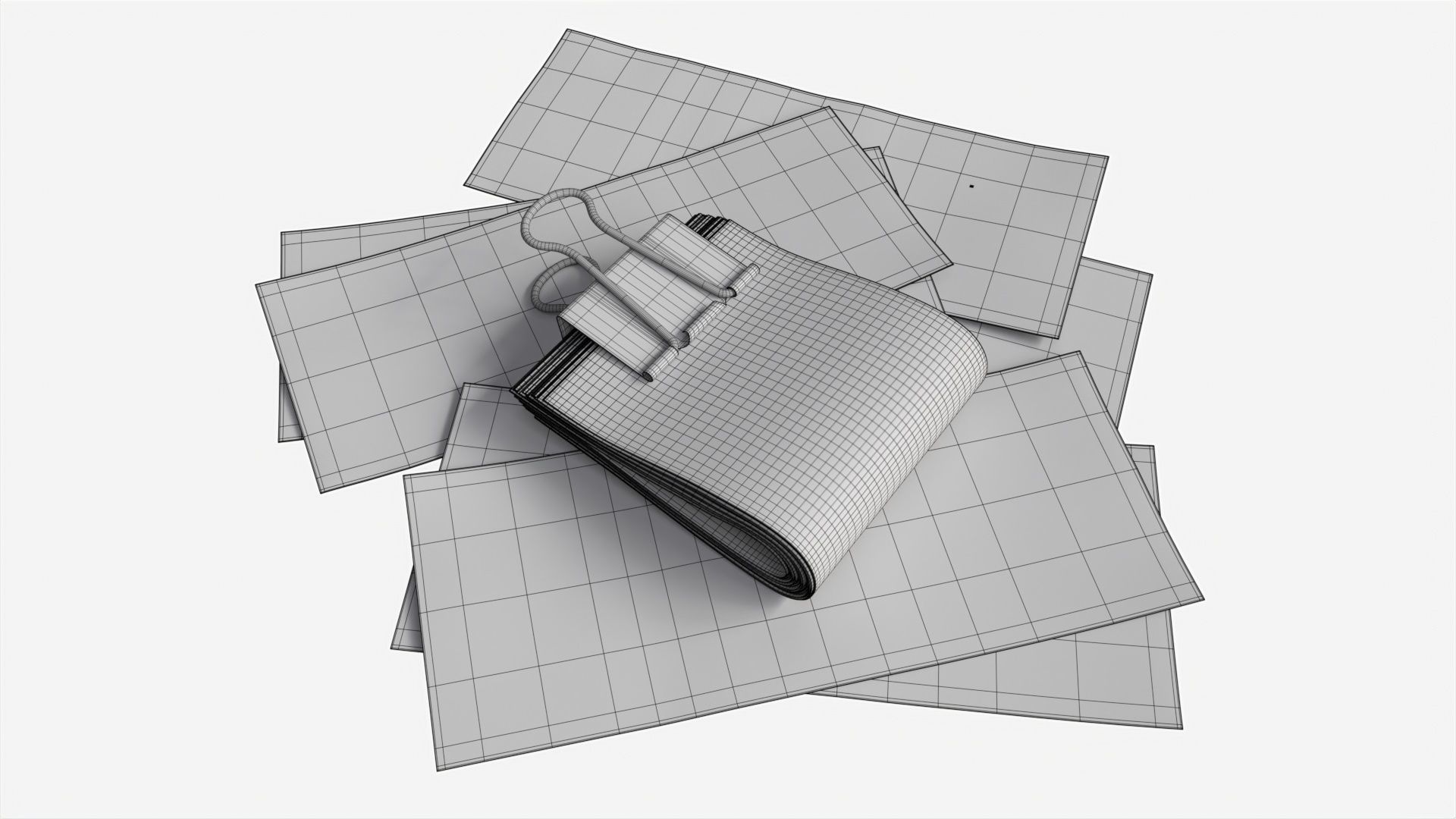 American dollars folded with clip 02 3D model_5