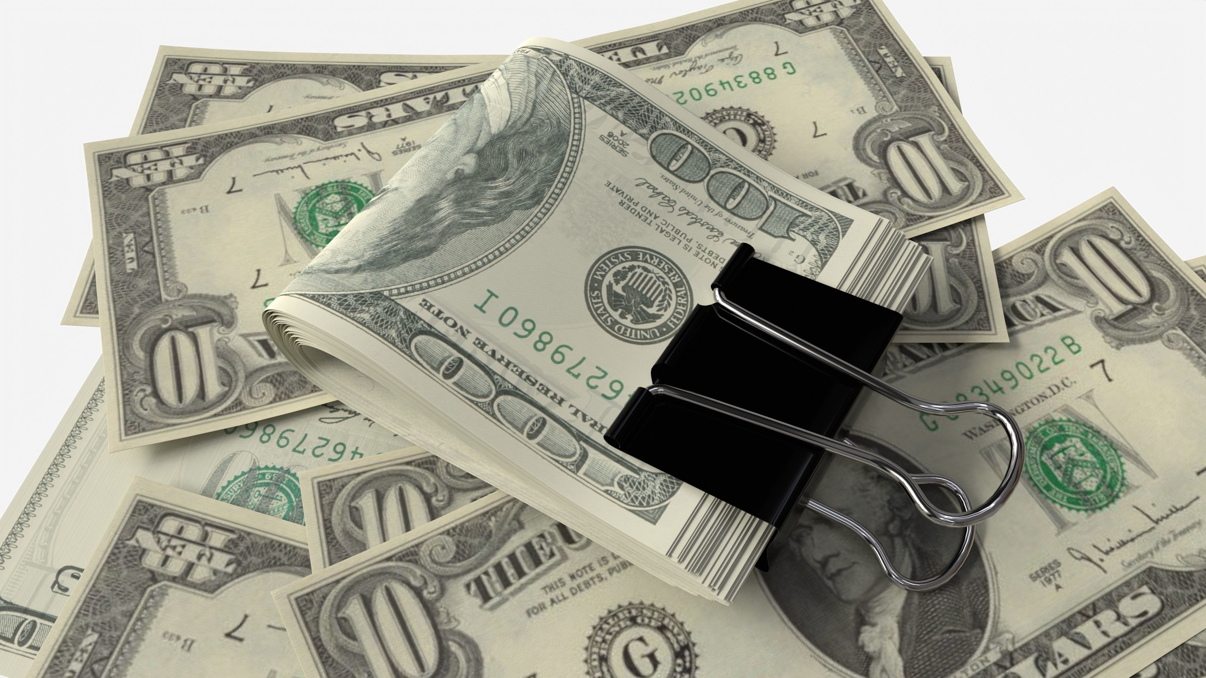 American dollars folded with clip 02 3D model_1