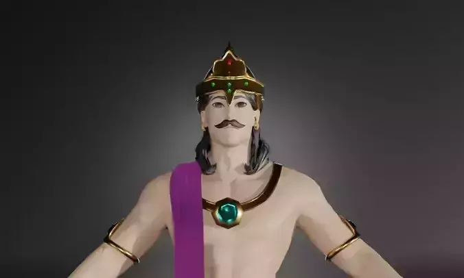 The Majestic Monarch of Bharatvarsha Low-poly 3D model