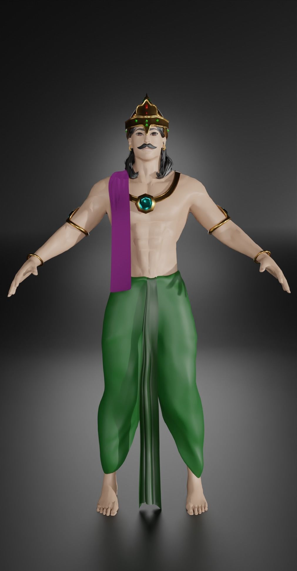 The Majestic Monarch of Bharatvarsha Low-poly 3D model_2