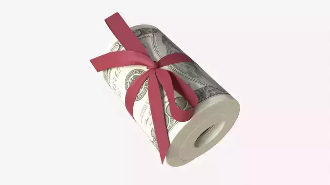 American dollars rolled and tied 3D model
