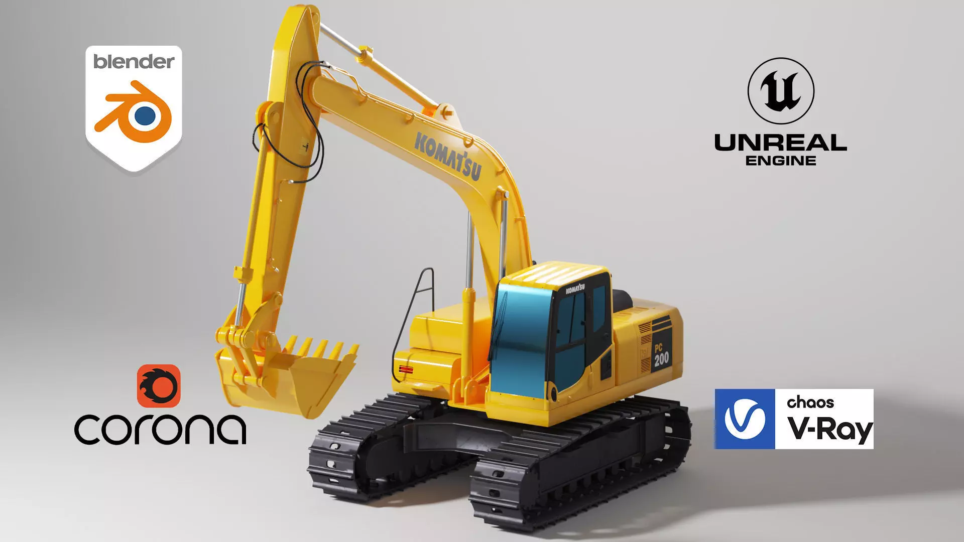 Komatsu PC200-8 Excavator 3D model_0