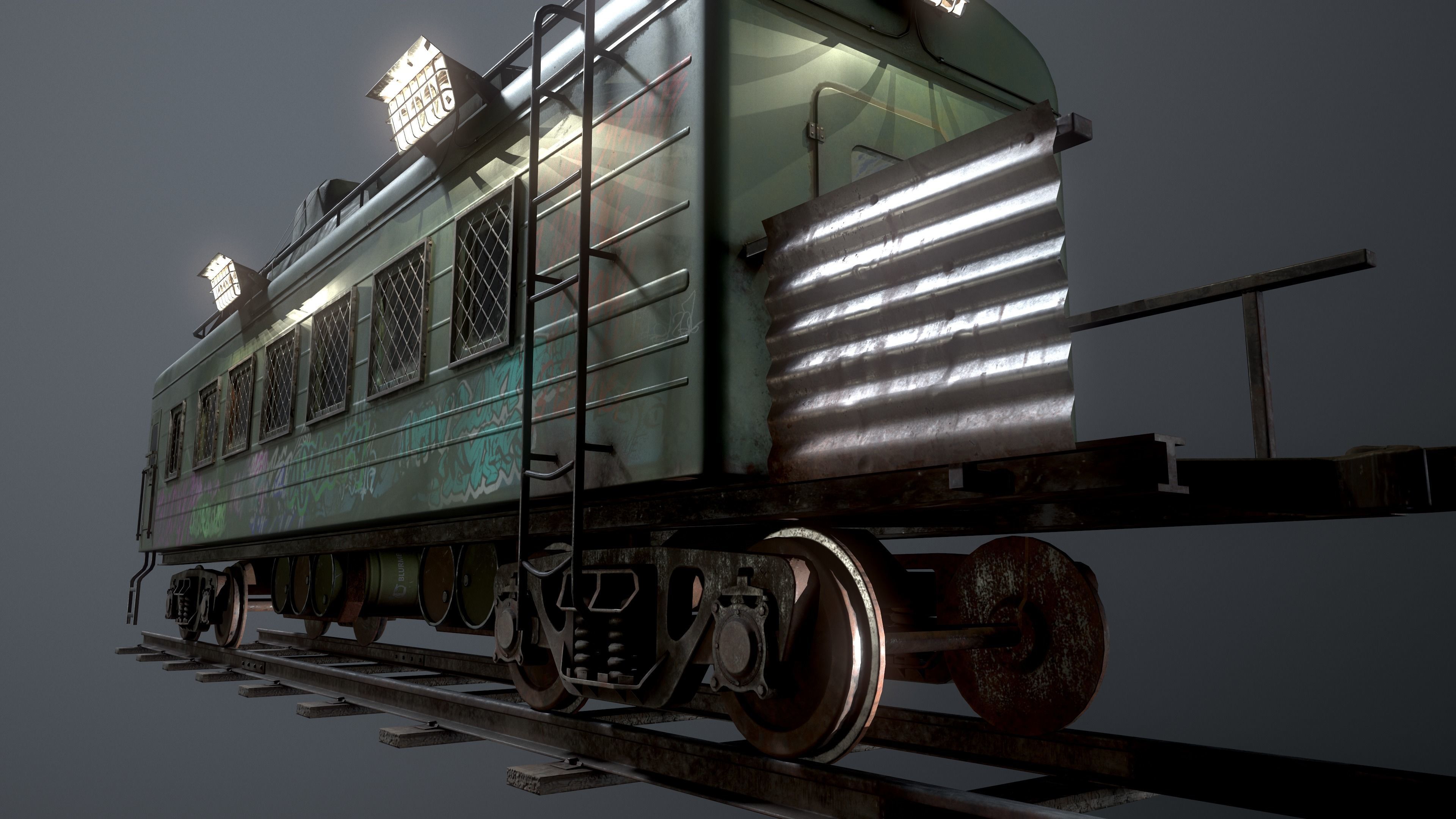 Train carriage Free low-poly 3D model_4
