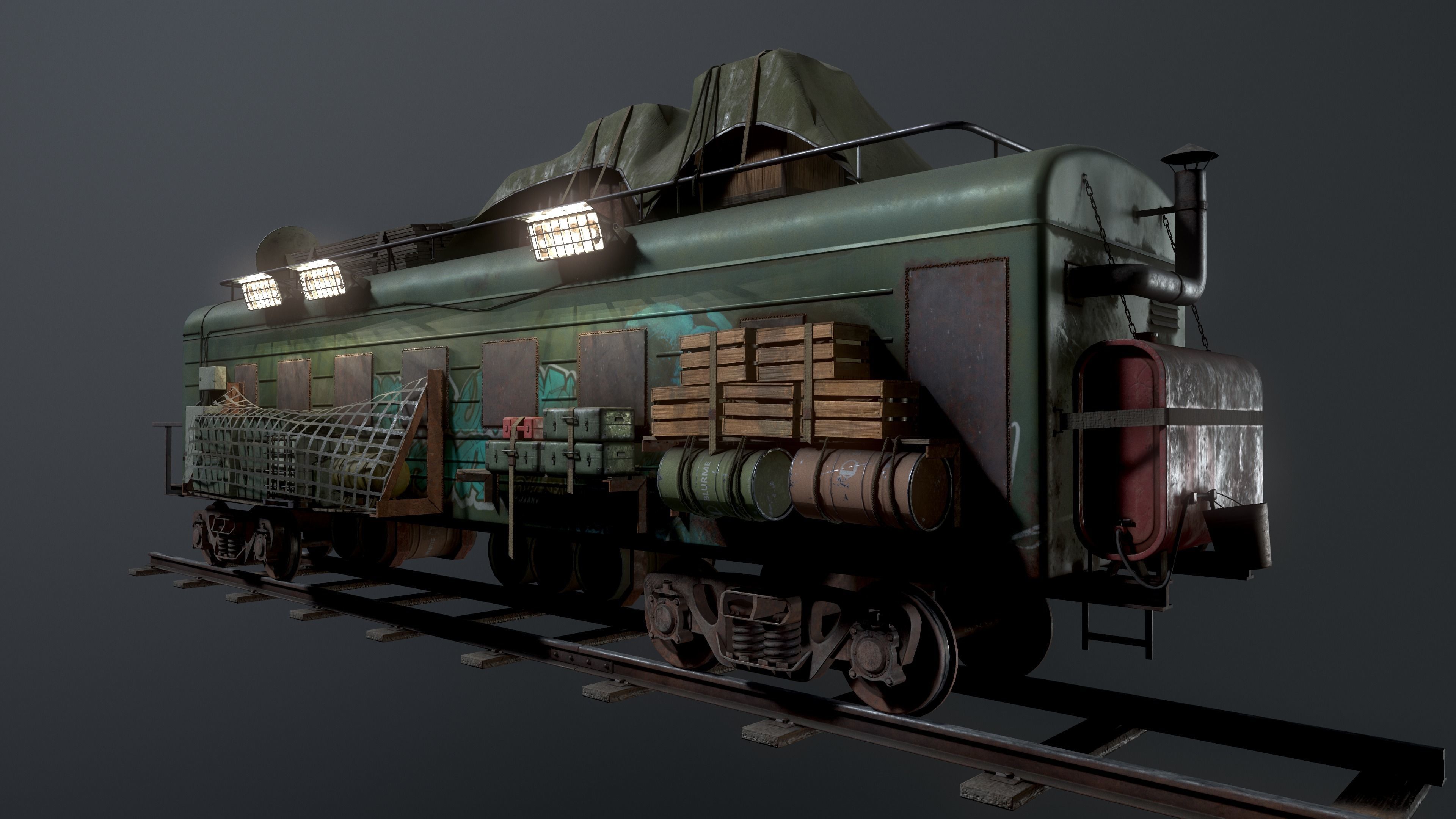 Train carriage Free low-poly 3D model_2