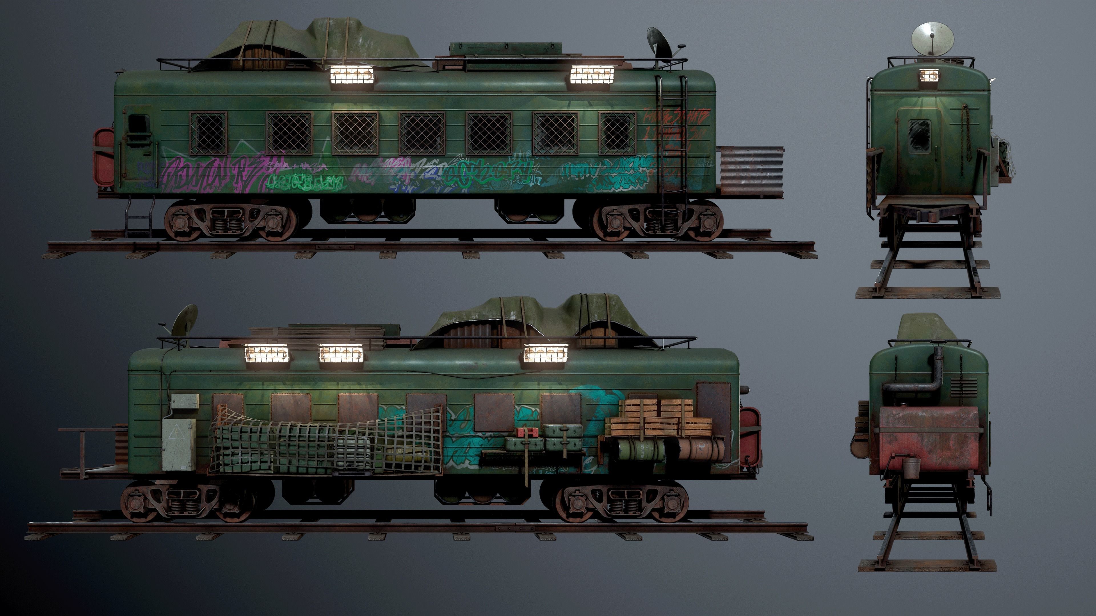 Train carriage Free low-poly 3D model_7
