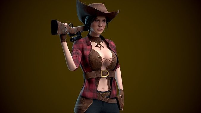 Cowgirl Low-poly 3D model