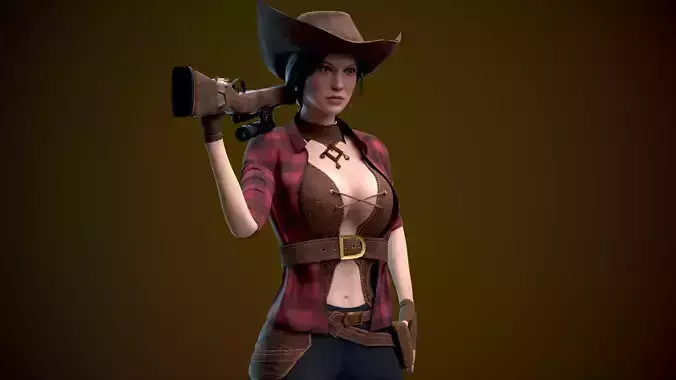 Cowgirl Low-poly 3D model