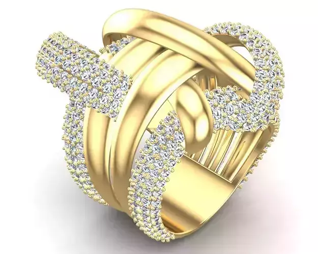 Twisted Pave Hip Hop Gold Diamonds Ring