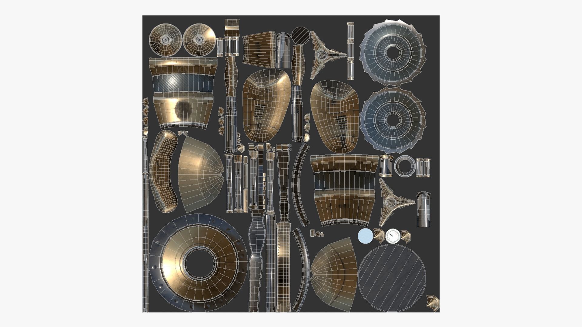 Robotic Arm A07 Bronze - Character Design SciFi Low-poly 3D model_5