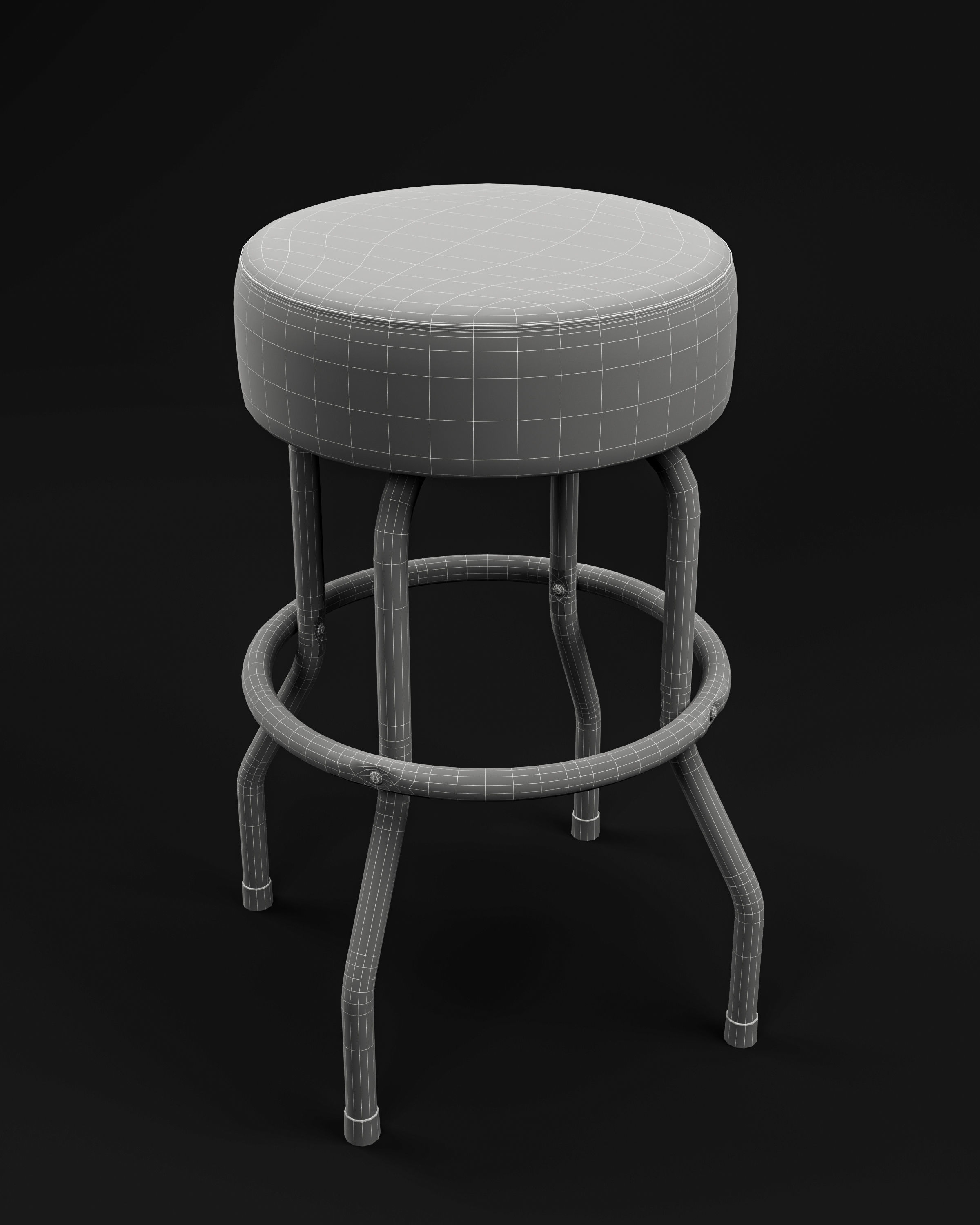 Bar stool Low-poly 3D model_4