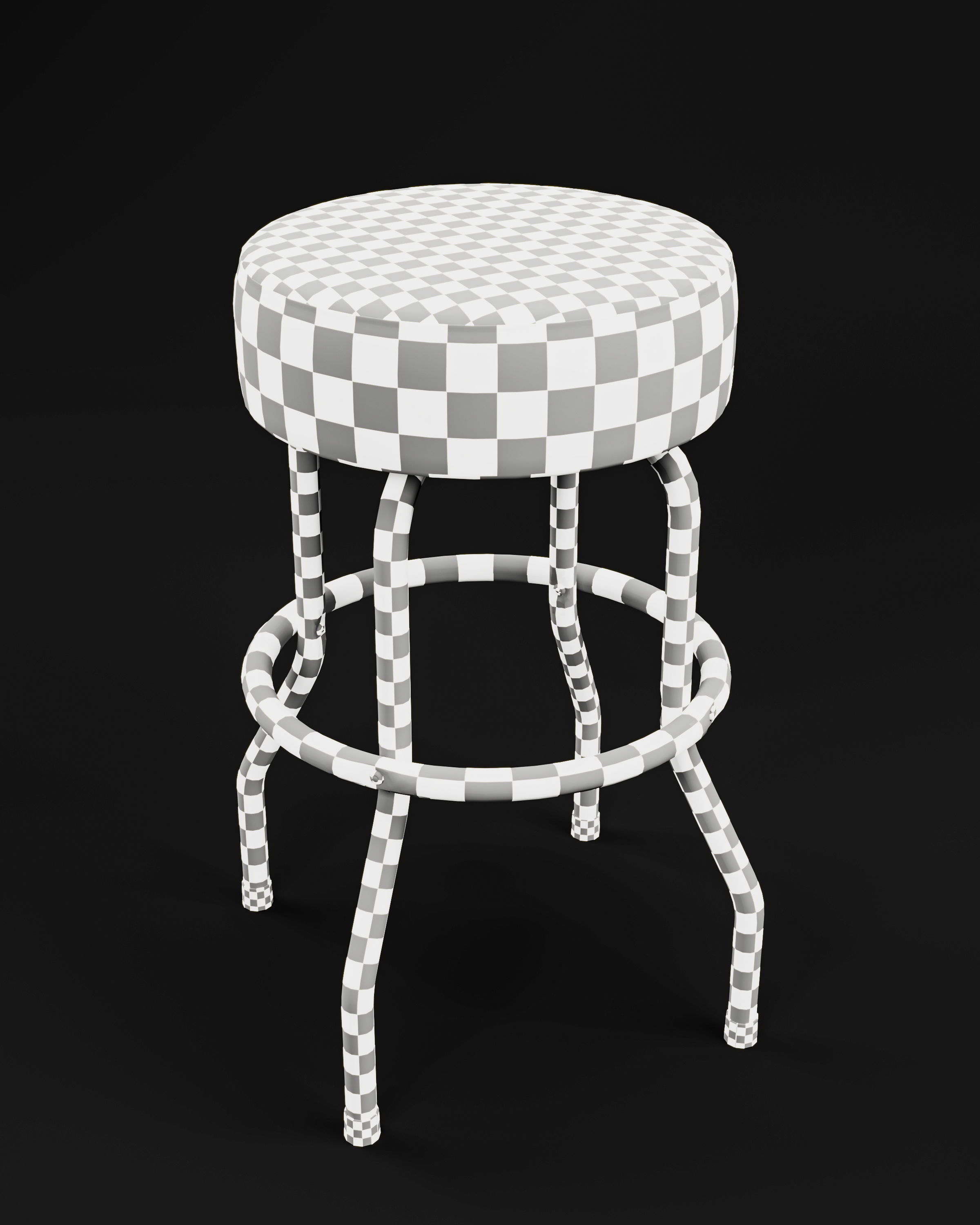 Bar stool Low-poly 3D model_3