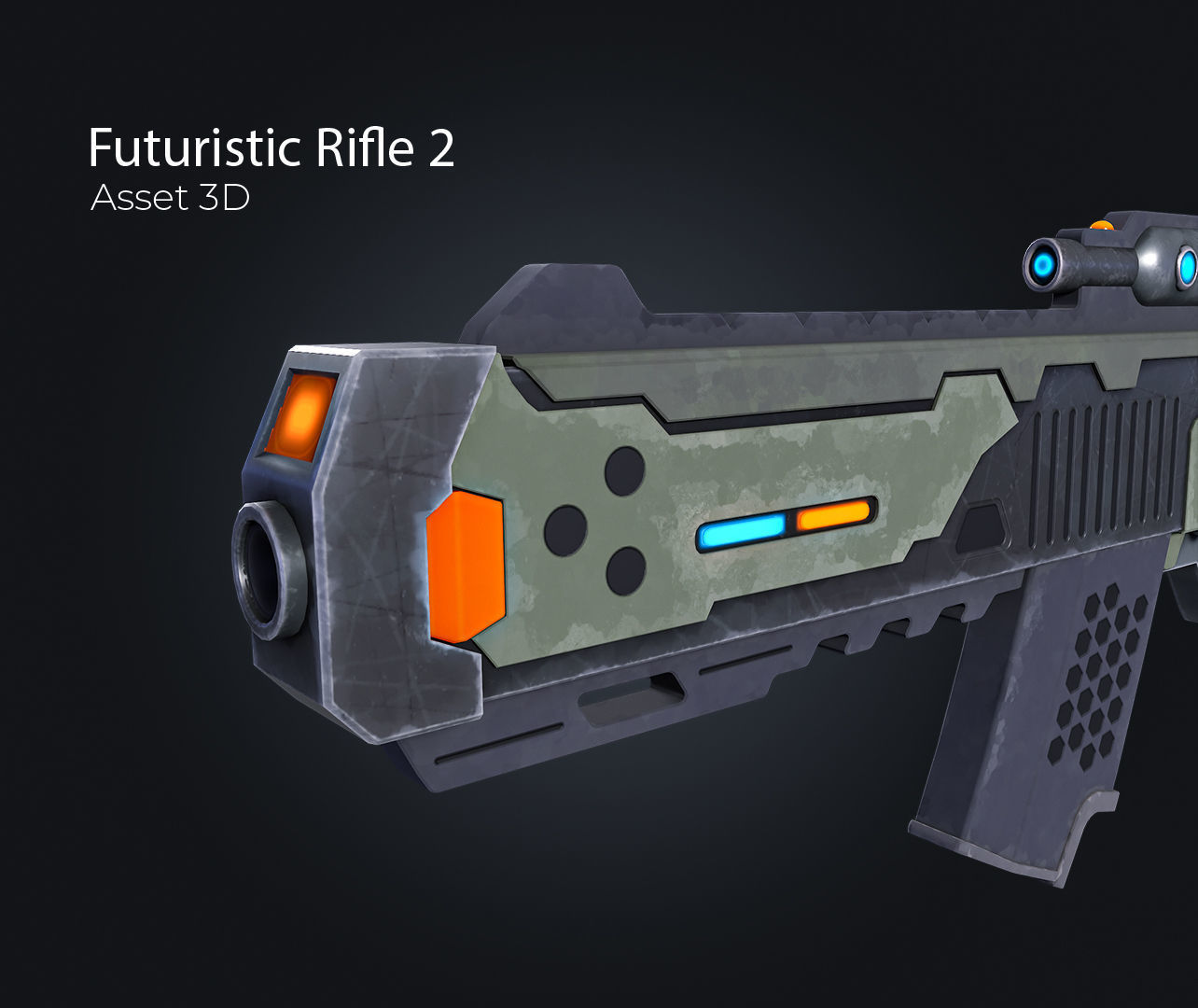 Futuristic Rifle V2 Low-poly 3D model_10