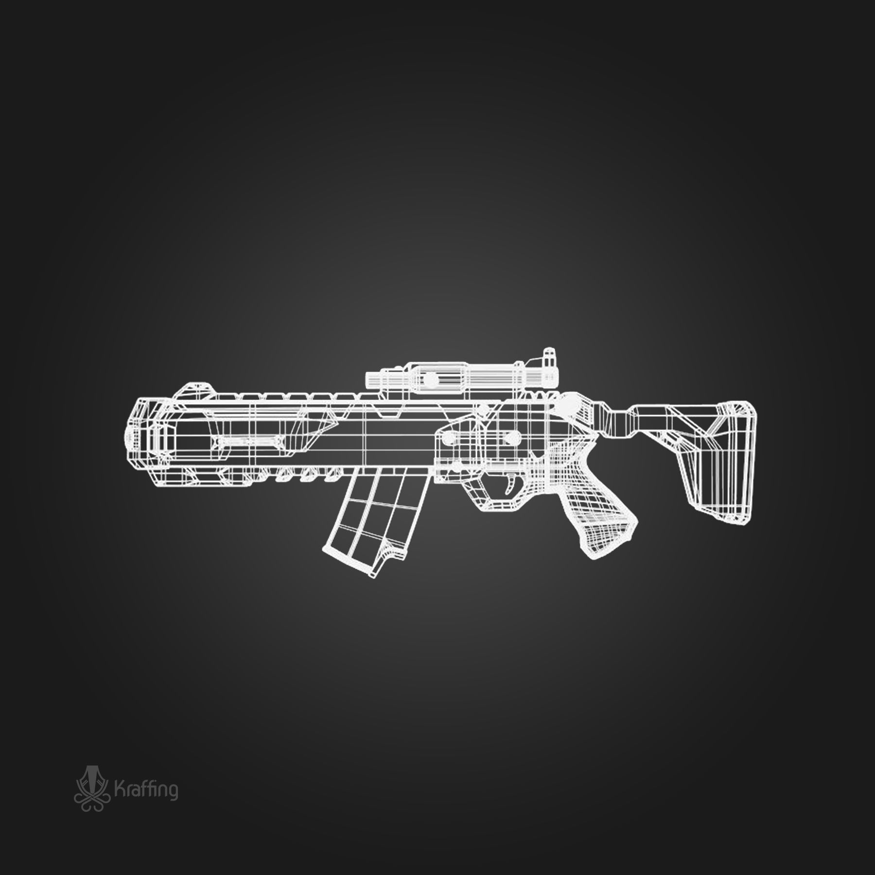 Futuristic Rifle V2 Low-poly 3D model_11