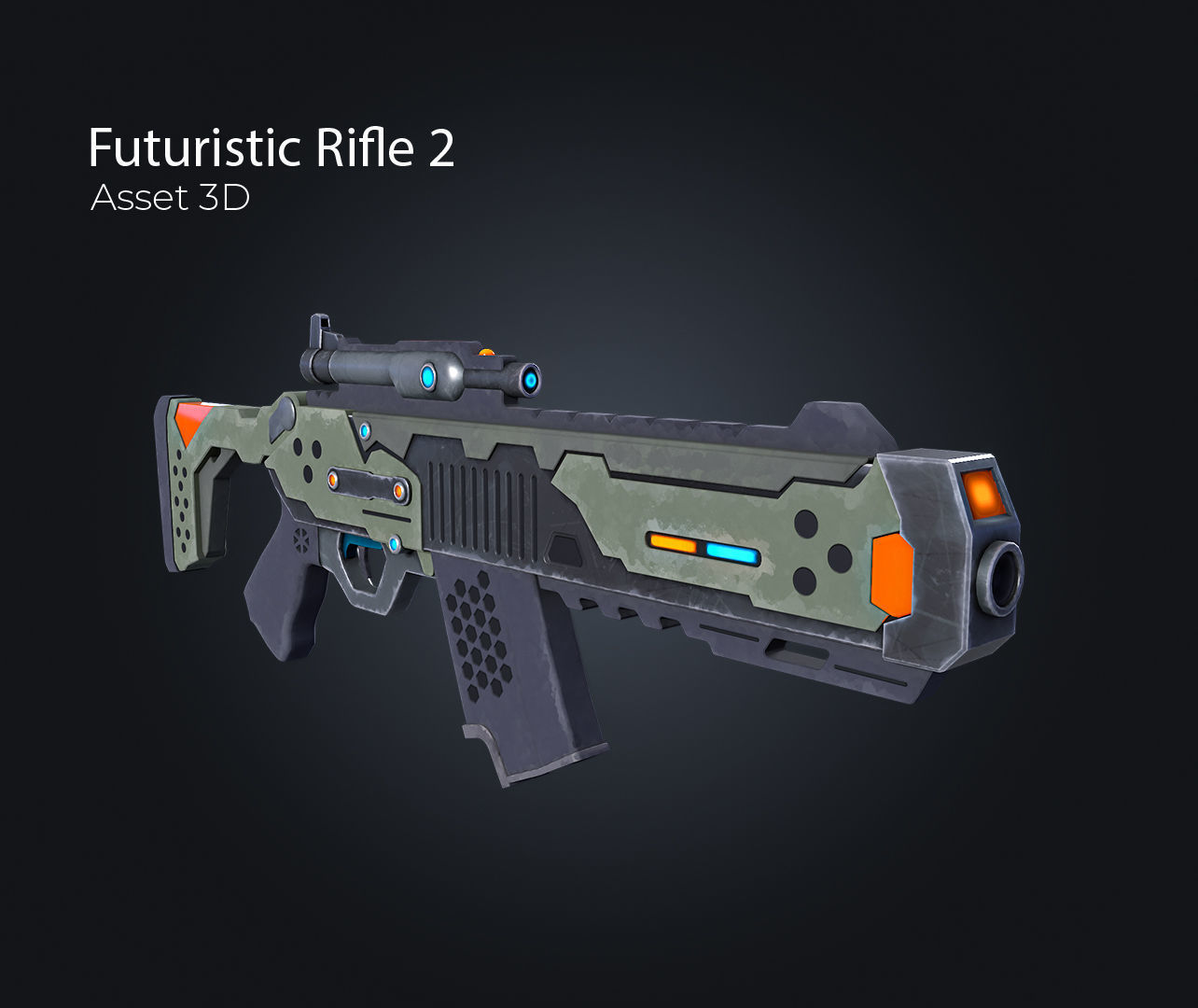 Futuristic Rifle V2 Low-poly 3D model_7