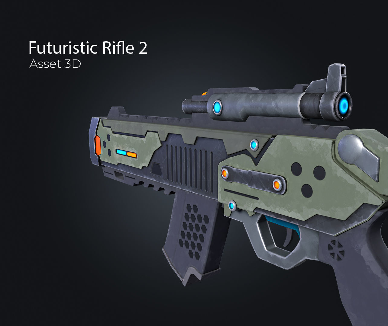 Futuristic Rifle V2 Low-poly 3D model_9