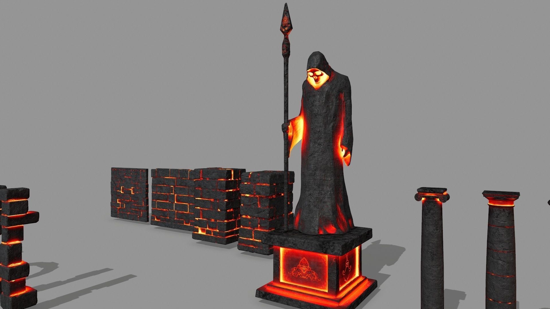 lava ruin set Low-poly 3D model_4