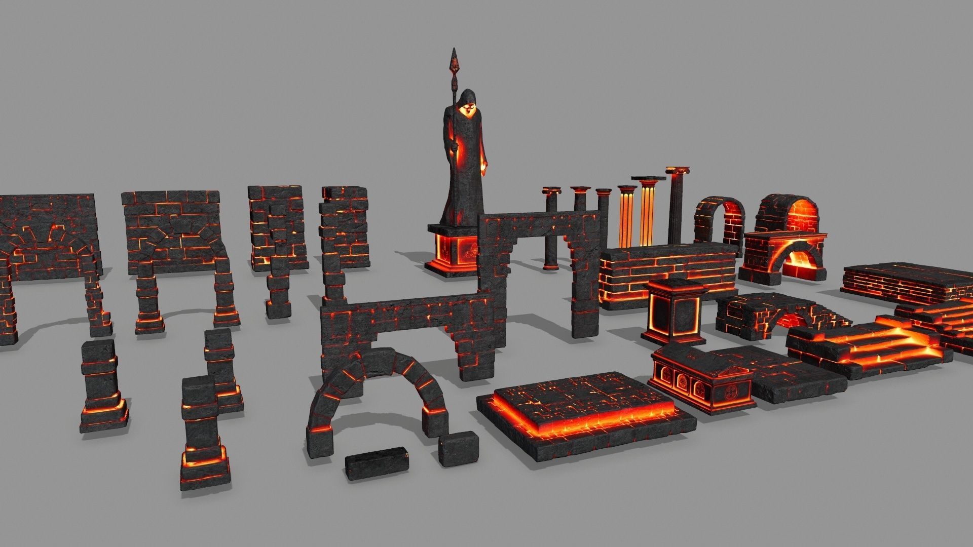 lava ruin set Low-poly 3D model_3
