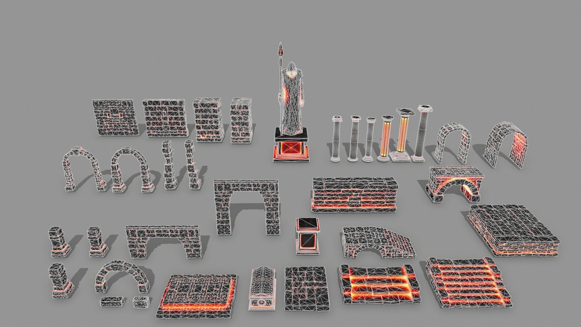 lava ruin set Low-poly 3D model_5