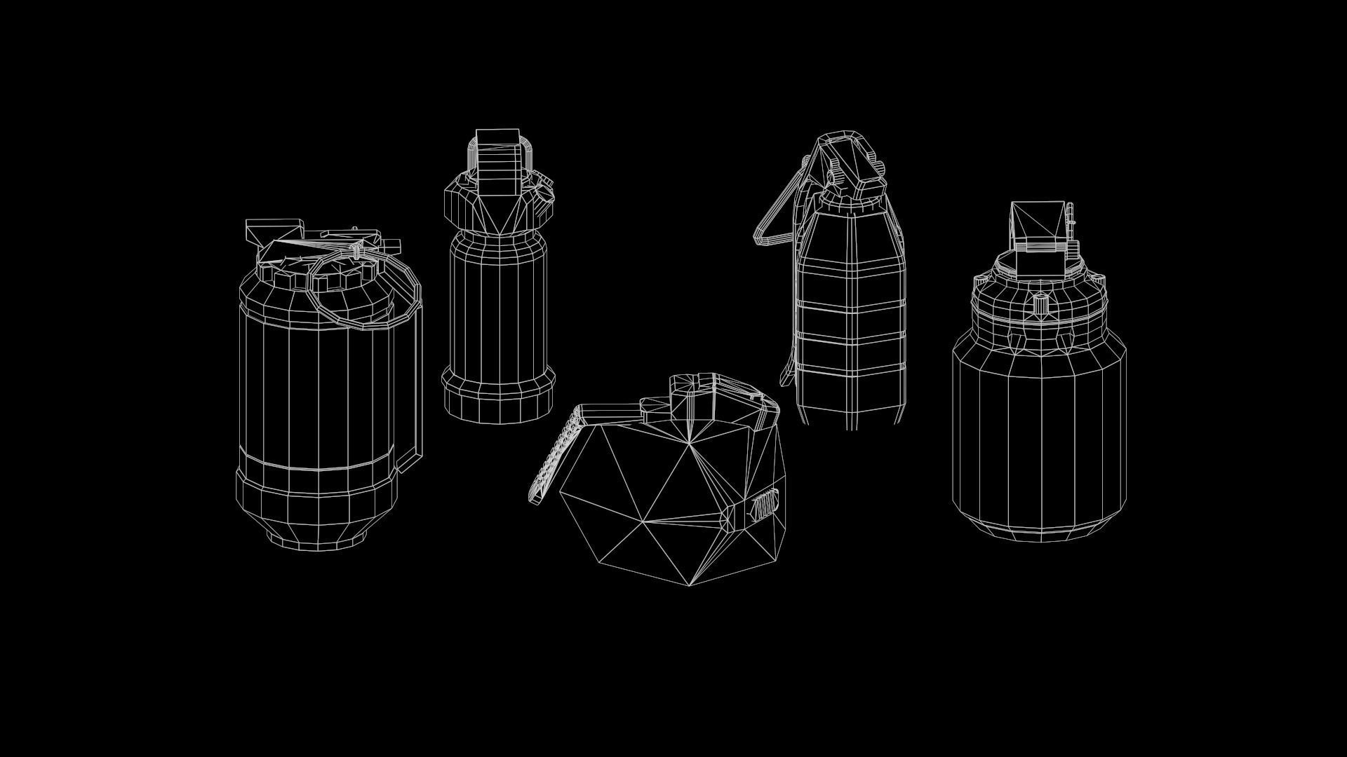 Game Ready Pack Of Sci Fi Cyberpunk Hand Grenades AR VR Low-poly 3D model_35