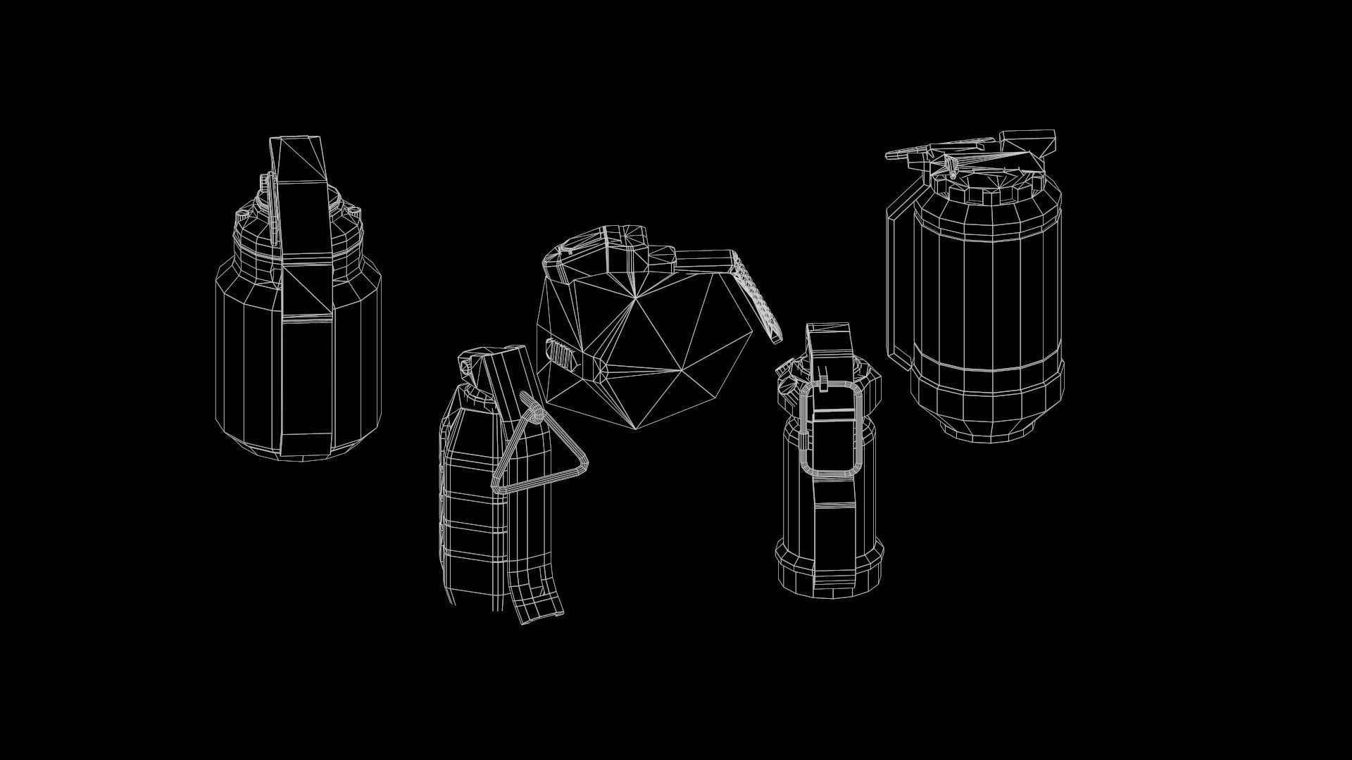 Game Ready Pack Of Sci Fi Cyberpunk Hand Grenades AR VR Low-poly 3D model_32